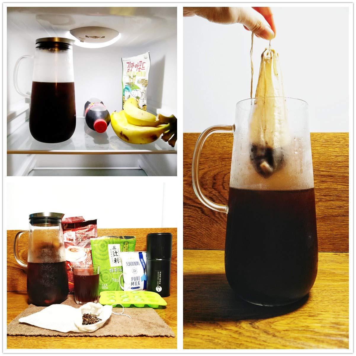 Cheesecloth Bags For Straining,Reusable Cold Brew Coffee Cheese Cloths Strainer,Large Nut Milk Tea Juice Bag,100% Natural Cotton