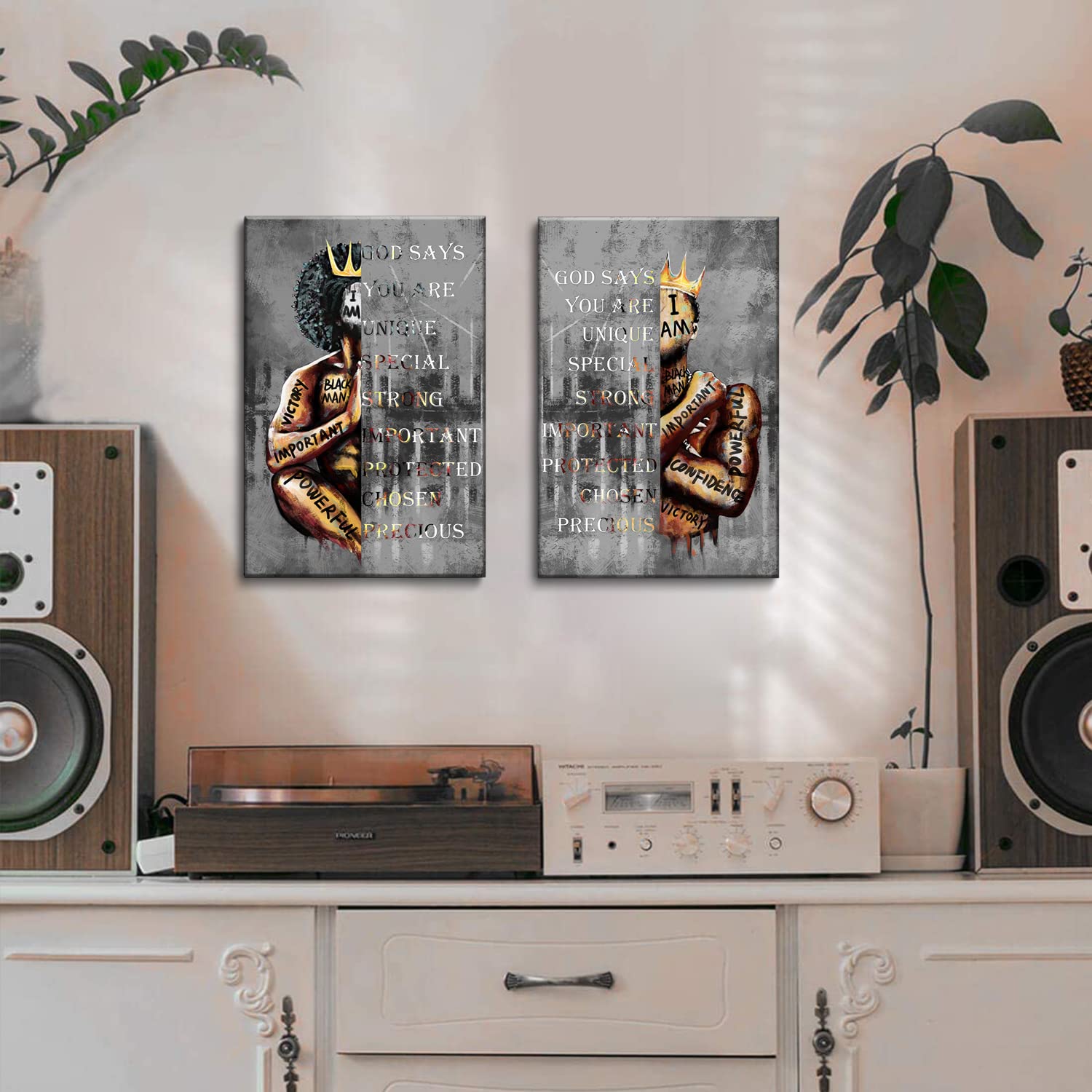 African American Wall Art Man Inspirational Quotes Black King Wall Decor Men Portrait Poster Print Picture Painting Artwork For