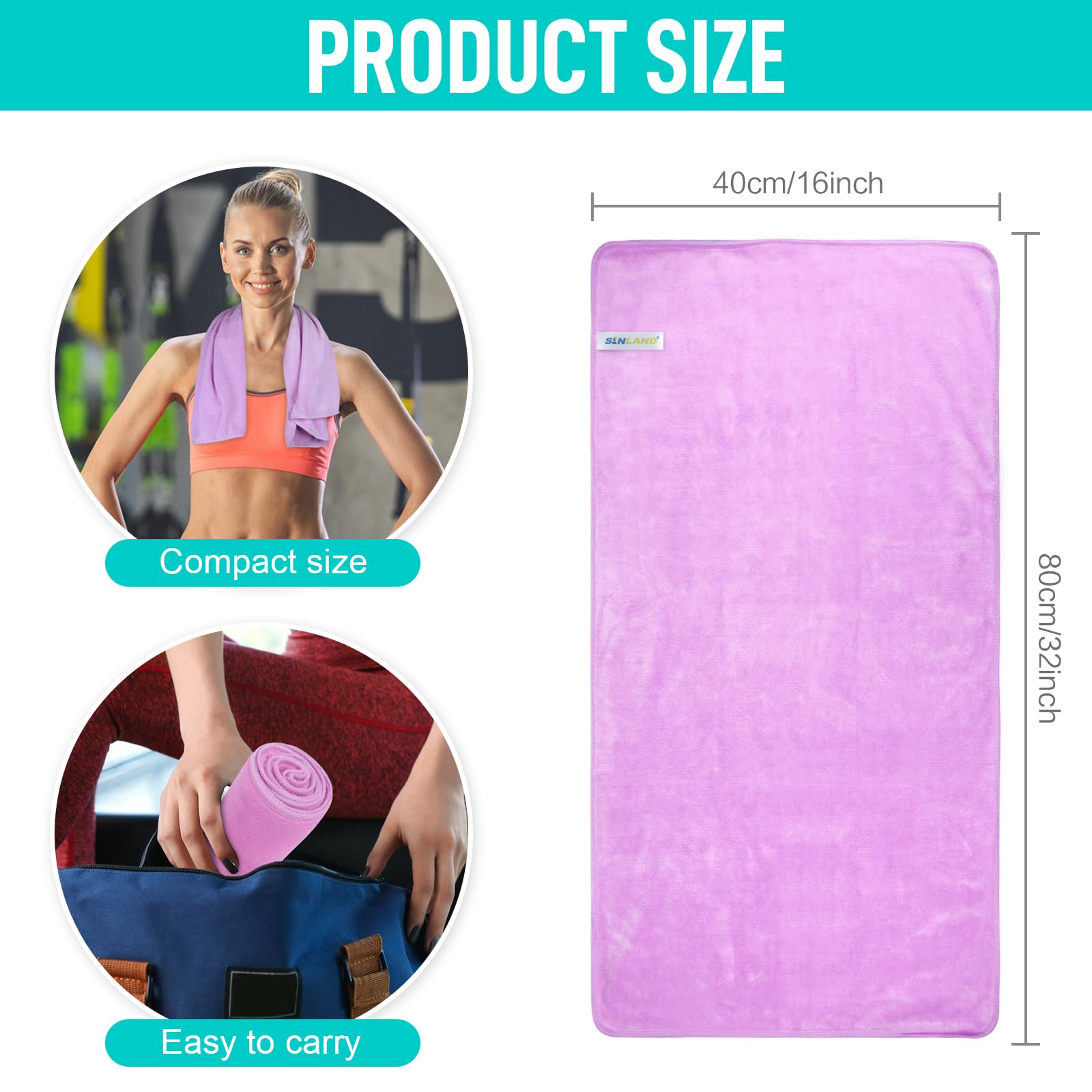 Sinland Microfiber Gym Towels Sports Fitness Workout Sweat Towel Super Soft And Absorbent 3 Pack 16 Inch X 32 Inch