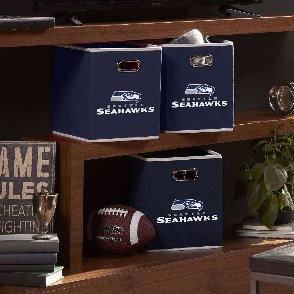 Franklin Sports Nfl Seattle Seahawks Collapsible Storage Bin Nfl Folding Cube Storage Container Fits Bin Organizers Fabric Nfl T