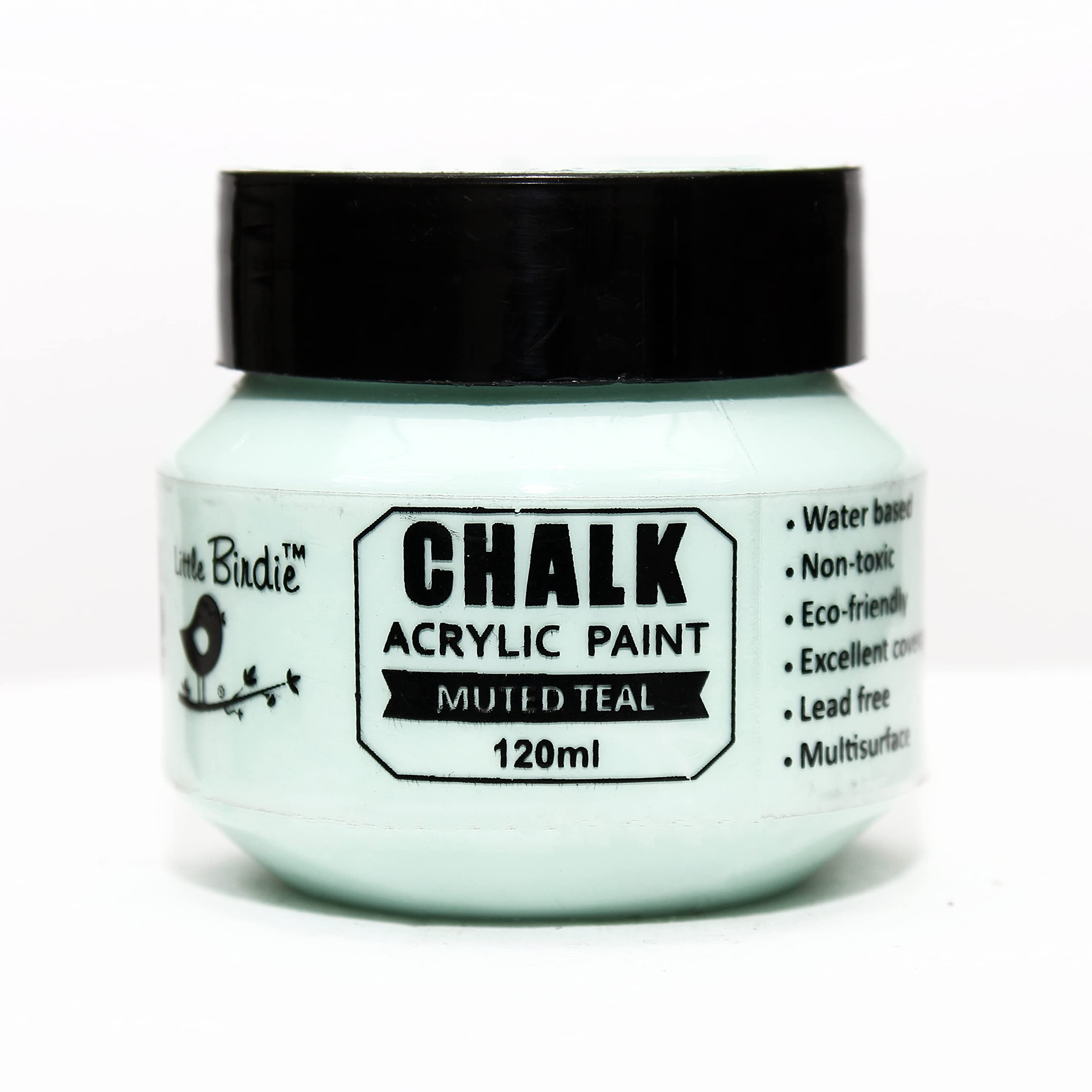 Little Birdie Home Decor Chalk Paint Muted Teal - 120Ml |Chalk Paint For Wood Furniture, Wall, Home Decor, Glass, Terracotta Pot
