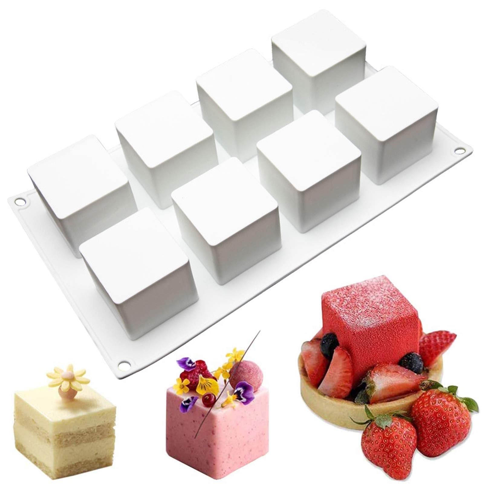 OCPO KITCHEN Cube Silicone Mold for Baking Mousse Cake, French Dessert, Pastry, Chocolate, Brownie, Ice Cream, Pudding, Ice Mold