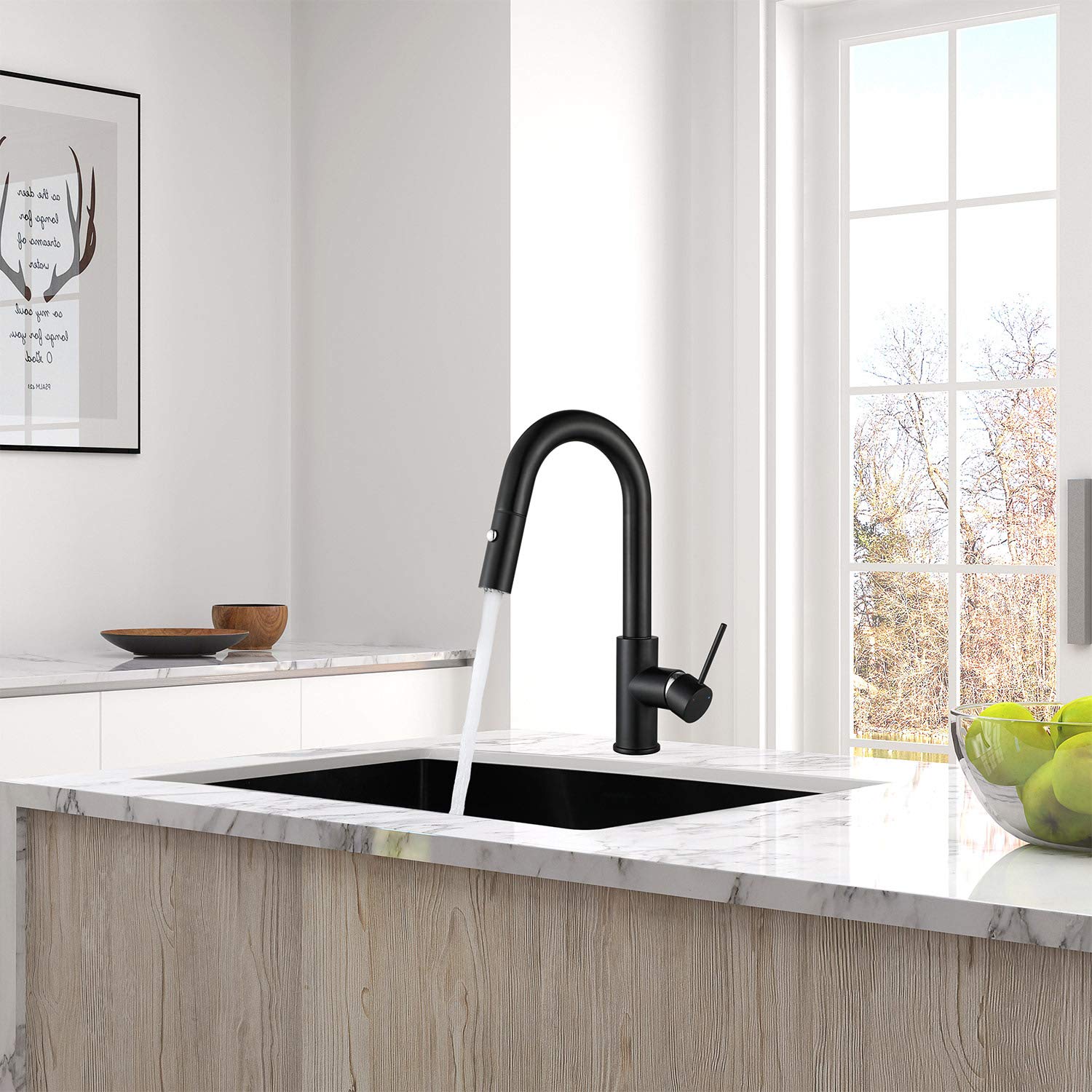 Aguastella As59Mbs Matte Black Bar Faucet Or Prep Kitchen Sink Faucet With Pull Down Sprayer And Single Handle