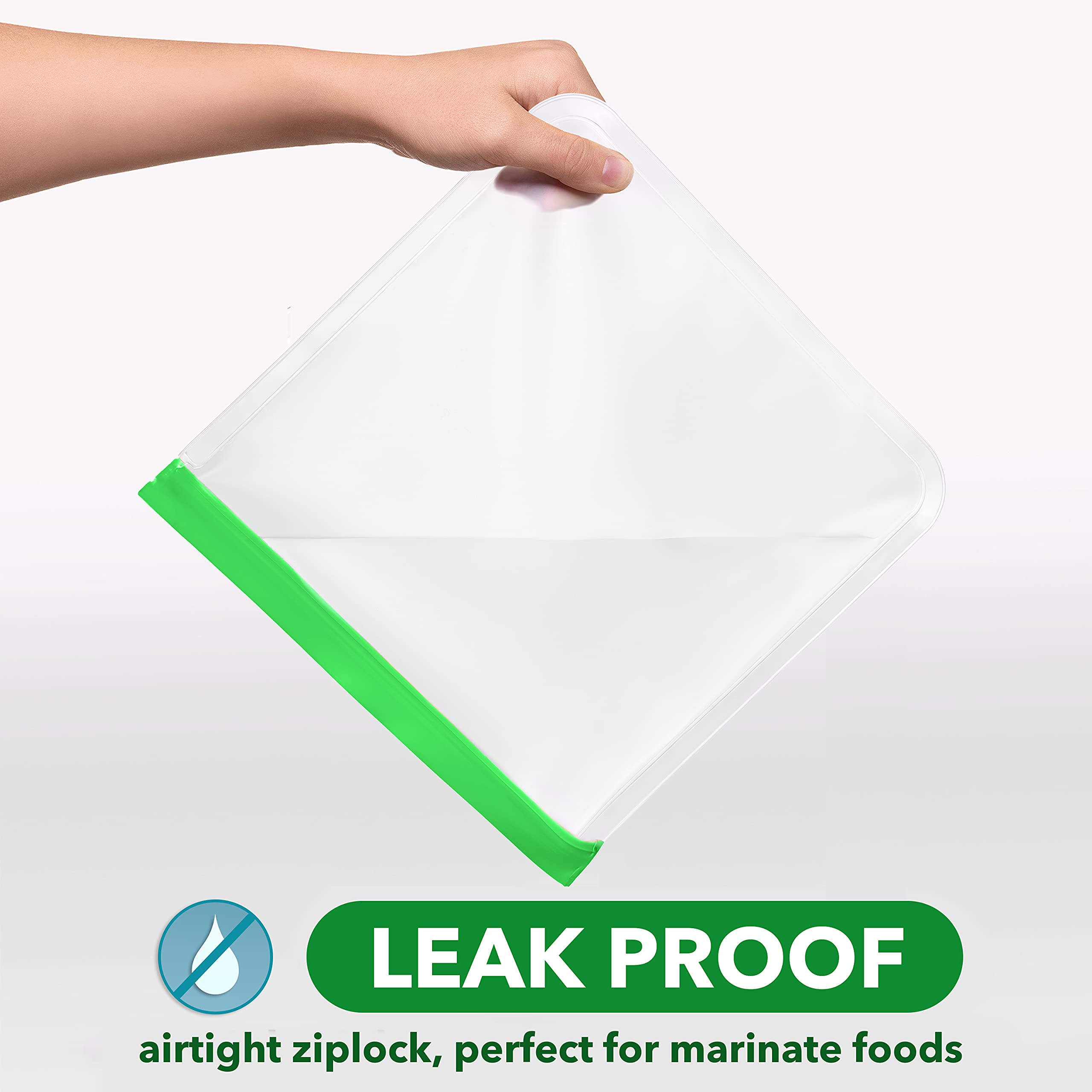 Greenzla Reusable Gallon Freezer Bags - 8 Pack - Extra Thick - Bpa Free, Easy Seal & Leakproof Reusable Food Storage Bags For Ma