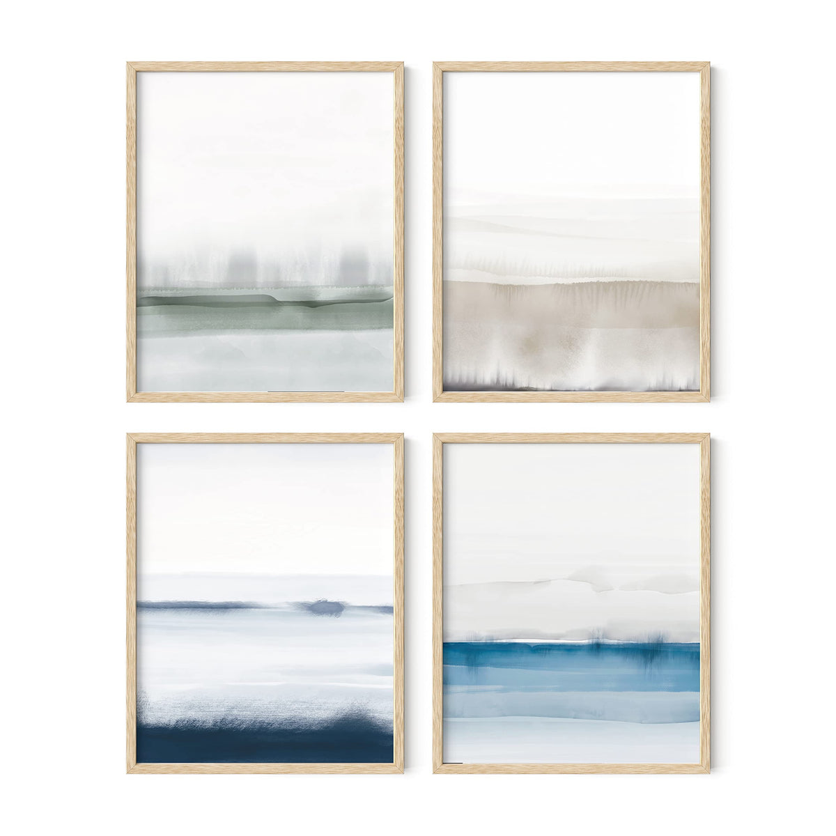 Haus And Hues Landscape Painting - Set Of 4 Nature Posters, Abstract Painting, Poster Nature Landscape Art, Blue Artwork Nature,