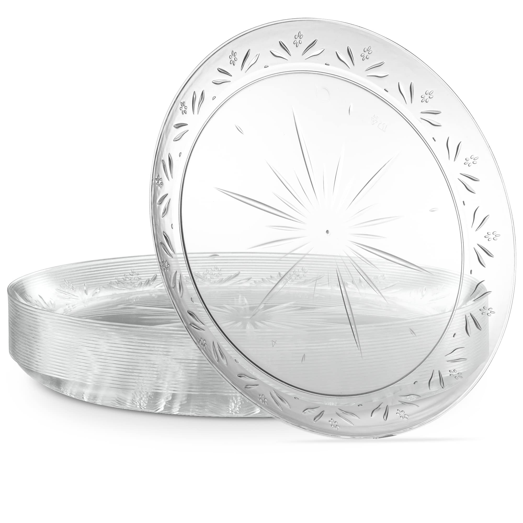 Plasticpro 10'' Inch Premium Extra Large Heavy Weight Crystal Clear Disposable Plastic Dinnerware Party Plates Or Platter Pack O