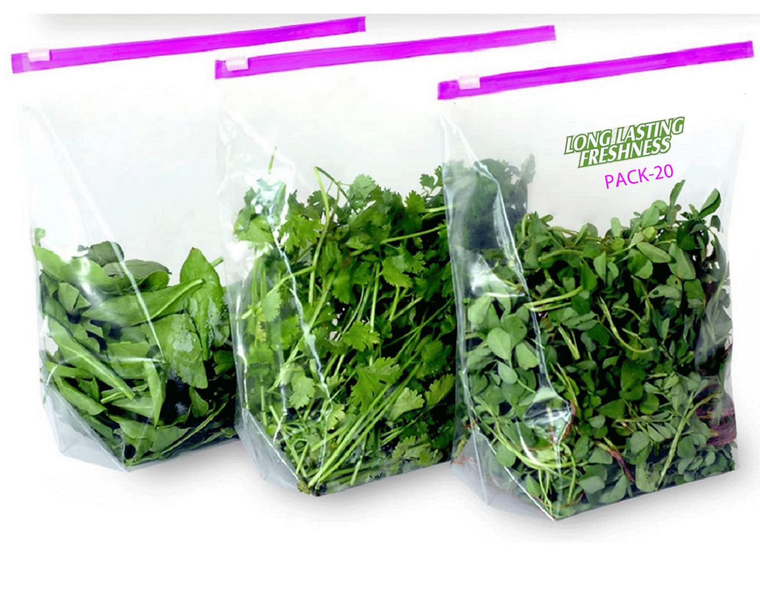 Mobdesk 20 Pcs Zip Lock Plastic Slider Bags For Freezer MultiPurposes To Store Vegetables, DryFruits, Spices Etc. Useful For S