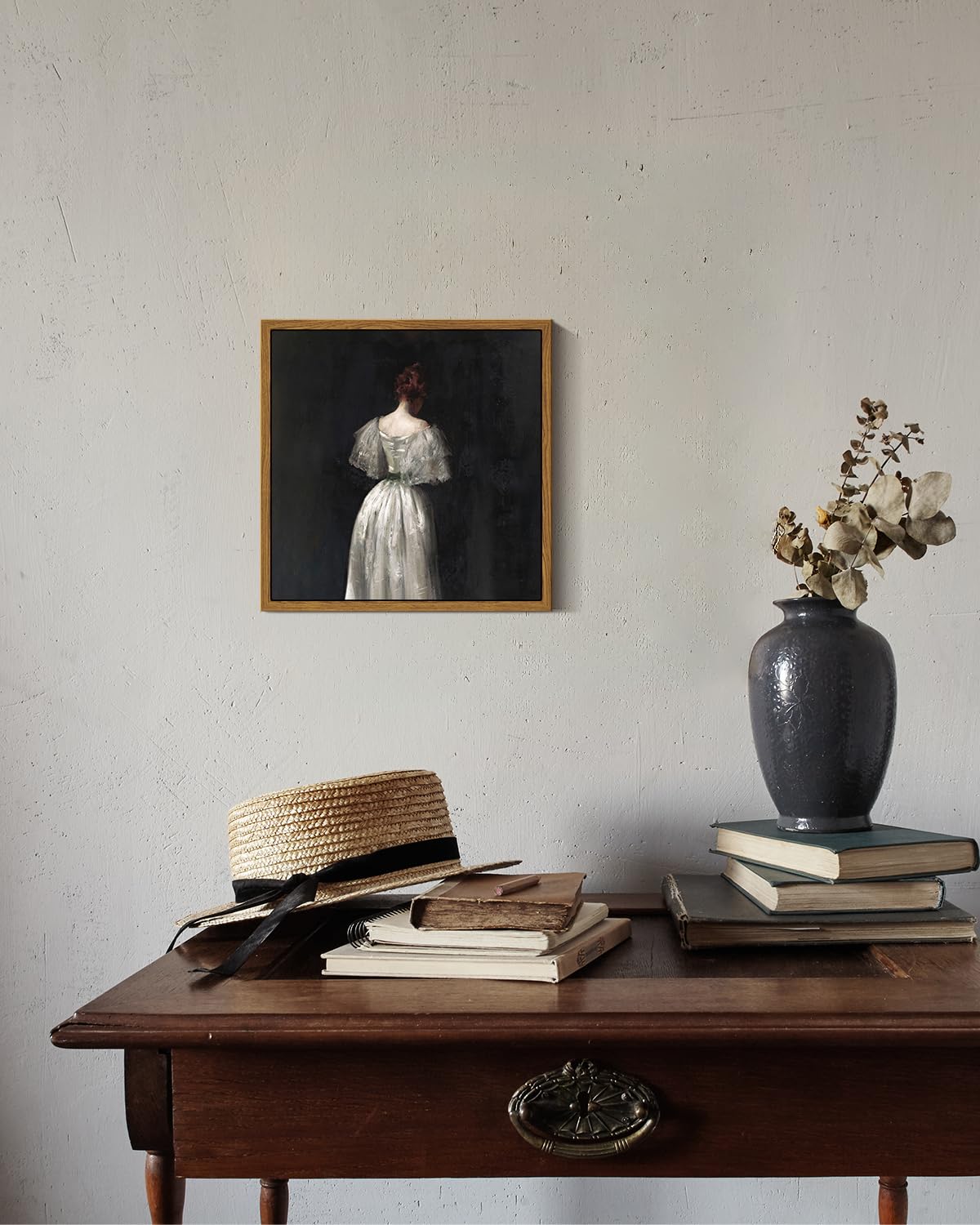 Insimsea Square Framed Canvas Wall Art, Seventeenth Century Lady Portrait Paintings, Classical Women Wall Pictures For Bedroom B