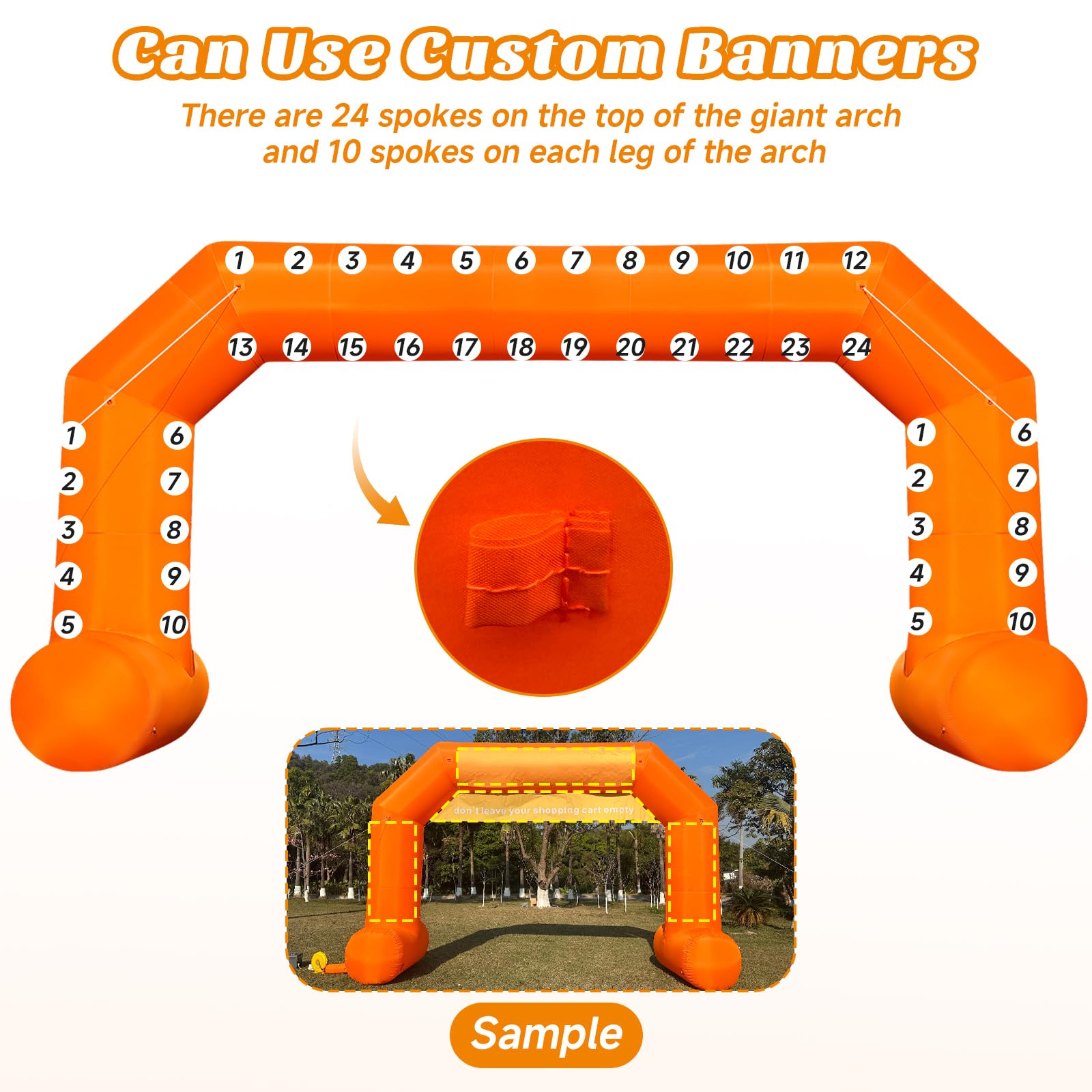 Cinnliy 33Ft Inflatable Archway,Orange Inflatable Start and Finish Arch Outdoor,Sport Blow up Arch Inflatable for Race Outdoor S