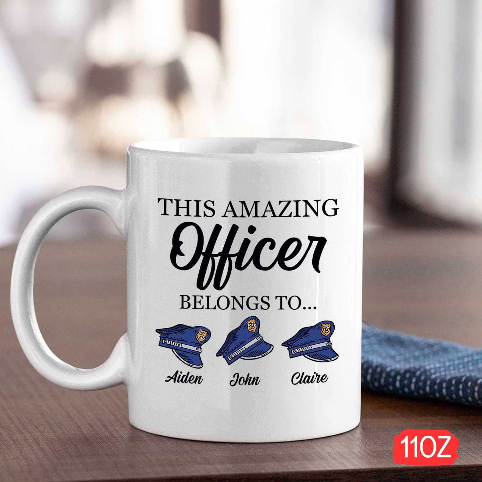 Cenluxy Personalized Police Mug, Law Enforcement Gifts, This Amazing Officer Belongs To Mug, Policeman Mug, Police Mug Gifts For