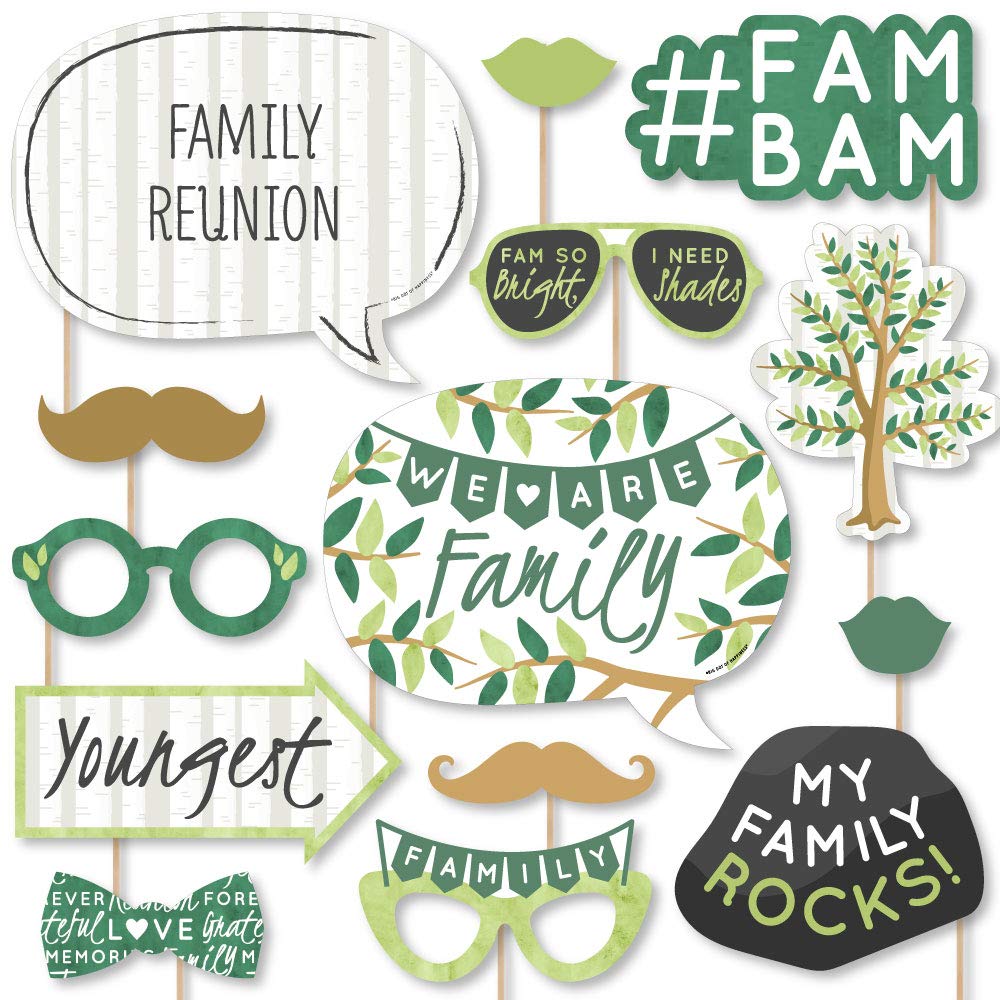 Big Dot Of Happiness Family Tree Reunion - Family Gathering Party Photo Booth Props Kit - 20 Count