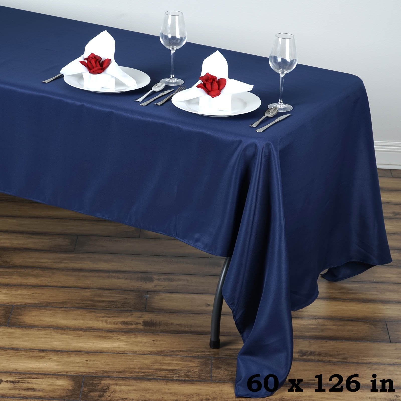 Balsacircle 60X126-Inch Navy Blue Rectangle Polyester Tablecloth Table Cover Linens For Wedding Party Events Kitchen Dining