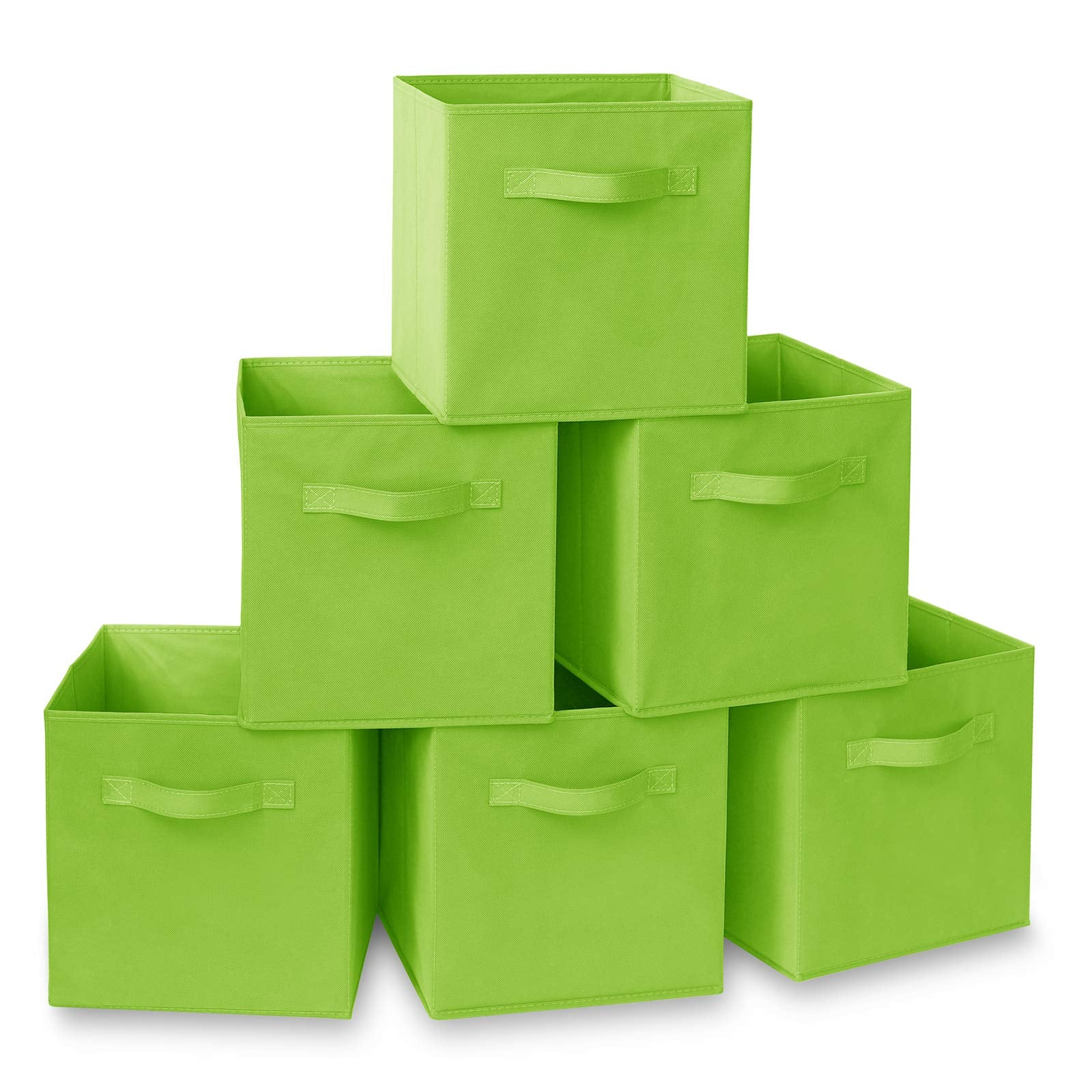 Casafield Set Of 6 Collapsible Fabric Cube Storage Bins, Lime Green - 11'' Foldable Cloth Baskets For Shelves, Cubby Organizers