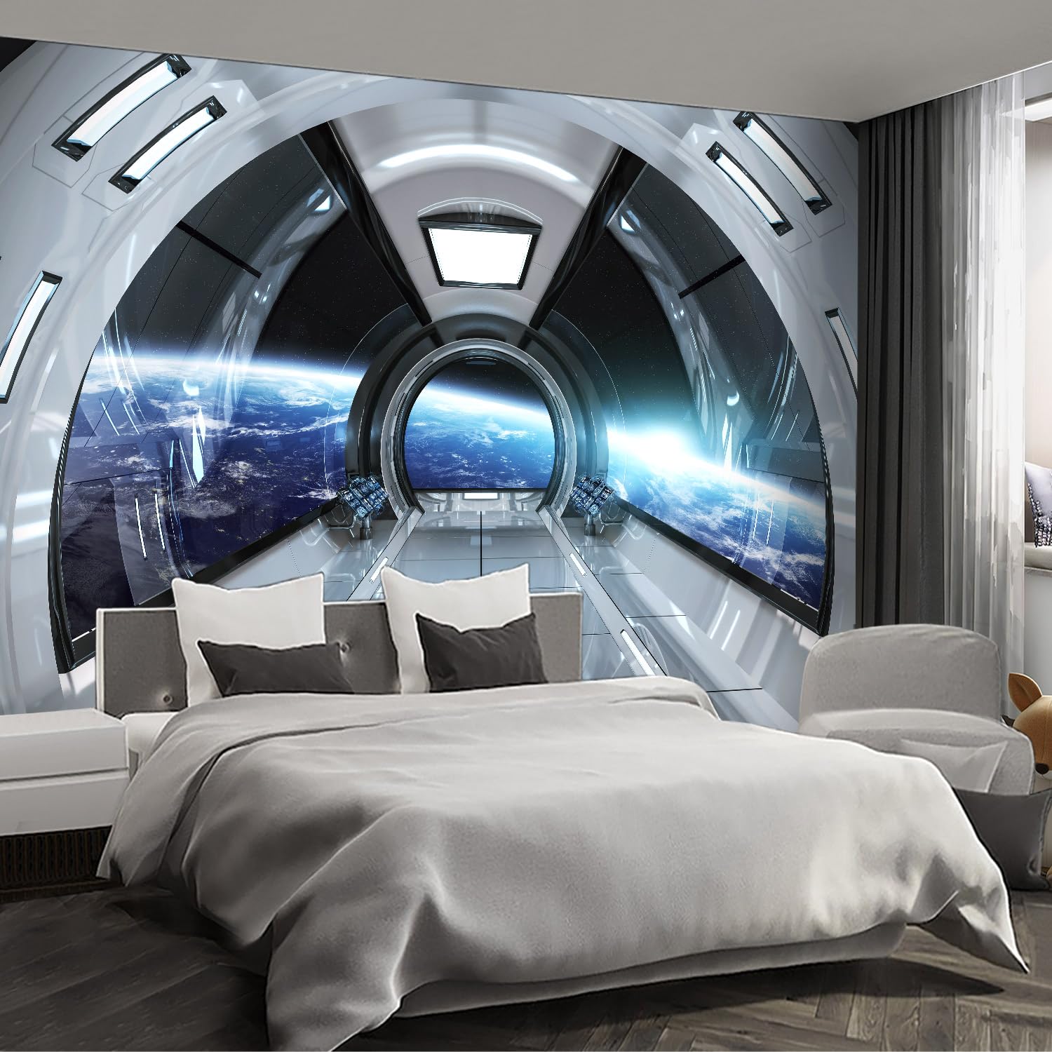 Fightal - Spaceship Large wall murals Peel and Stick self Adhesive Wallpaper for Bedroom Living Room - 120x183