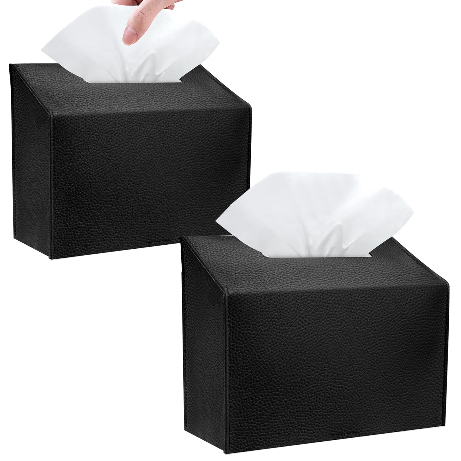Tissue Box Cover Holder Compatible With Kleenex Disposable Paper Hand Towels, Leather Paper Towel Dispenser For Tabletop, Bathro