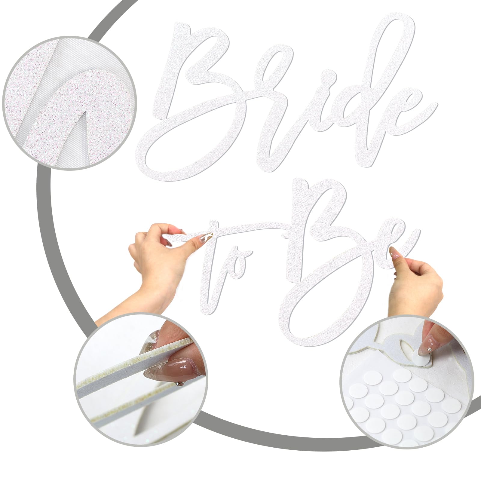 MASTRON Bride to Be Sign - Glitter White Felt Letters Bridal Shower Sign for Backdrop Bride to Be Sign Letters for Balloon Arch