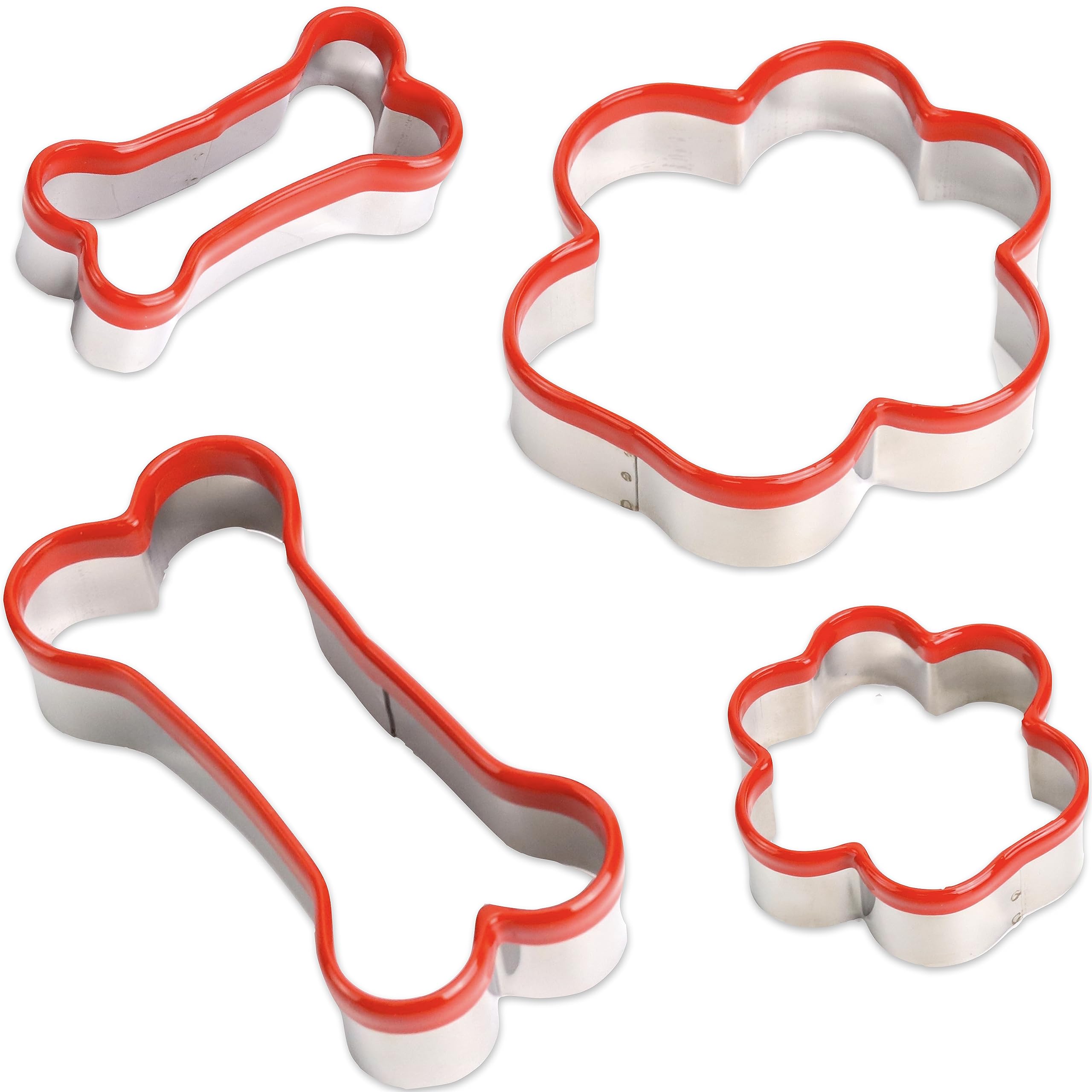 4 Pcs Dog Bone And Dog Paw Cookie Cutters, Dog Treats Cookie Cutter, Dog Bone Shapes Cutters, Homemade Dog Biscuit Treats Cutter