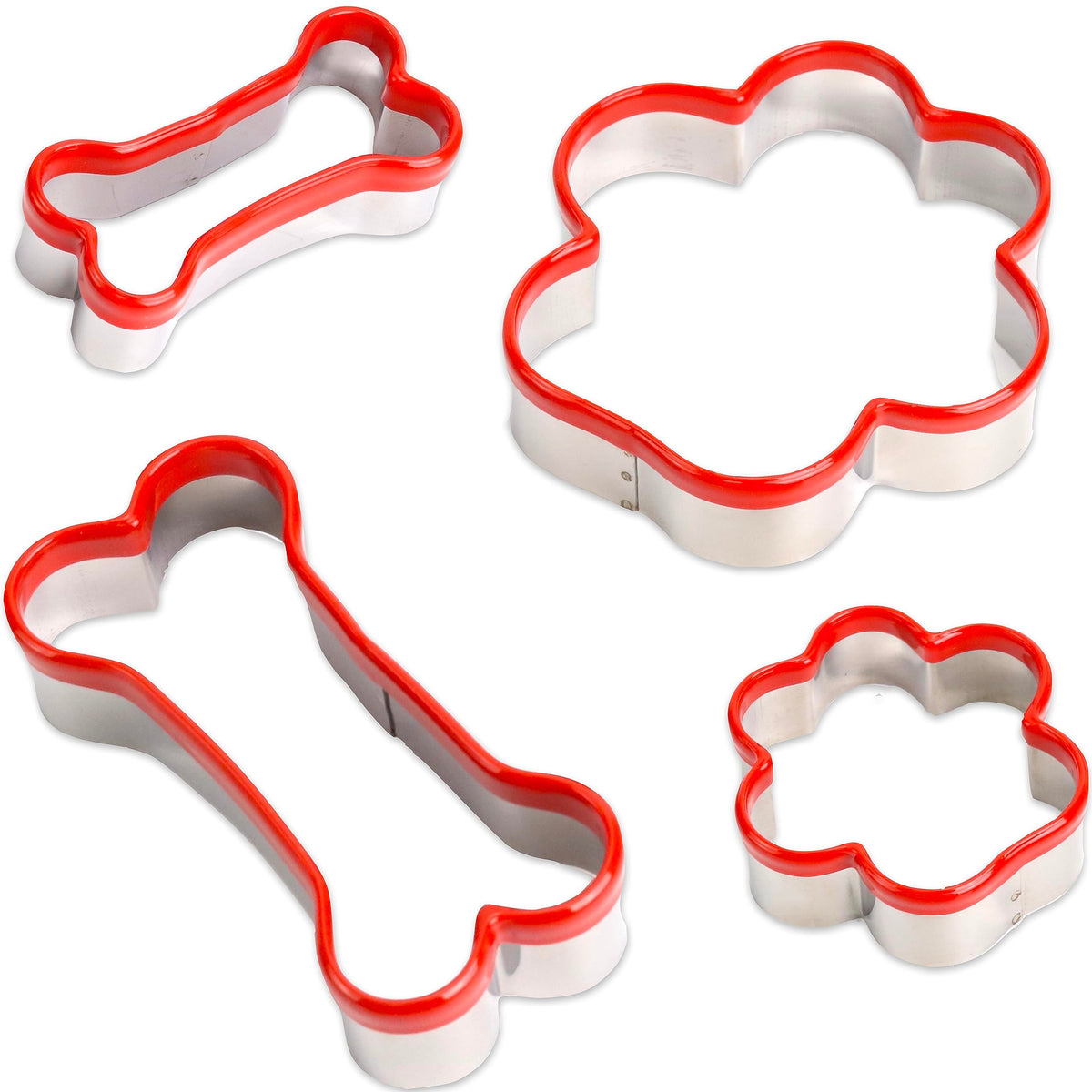 4 Pcs Dog Bone And Dog Paw Cookie Cutters, Dog Treats Cookie Cutter, Dog Bone Shapes Cutters, Homemade Dog Biscuit Treats Cutter