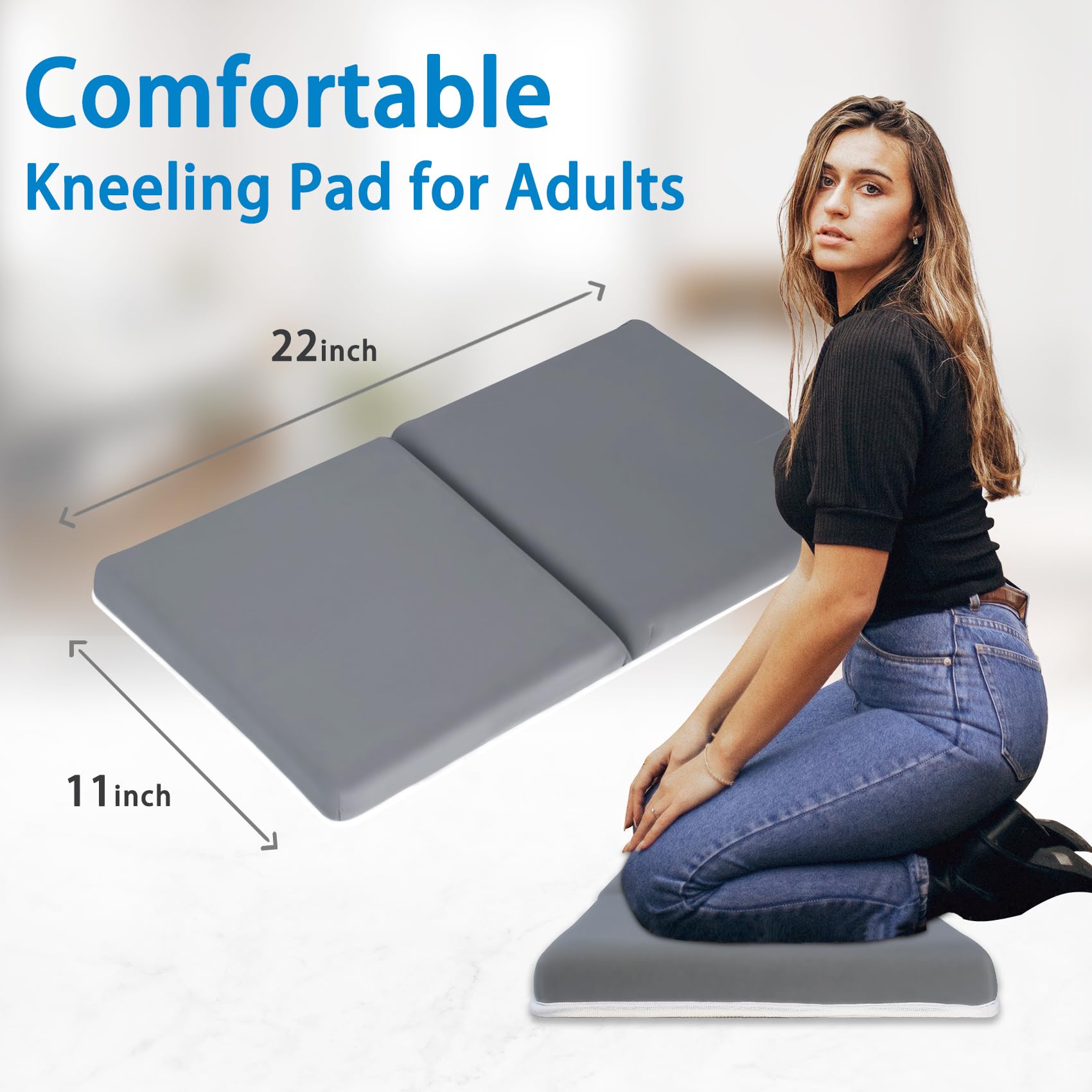 Jjgoo Bath Kneeler With Elbow Rest Pad Set, 1.5 Inch Kneeling Pad Mat For Bathtub Baby Bathing Parents, Painless Foam Mat With T