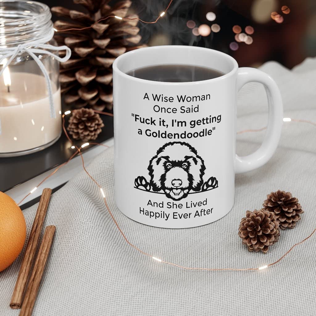 Funny Line Art Goldendoodle Dog Mom Gifts For Women Puppy Lovers Mother 'S Day 2024 A Wise Woman Once Said Coffee Mug With Fun Q