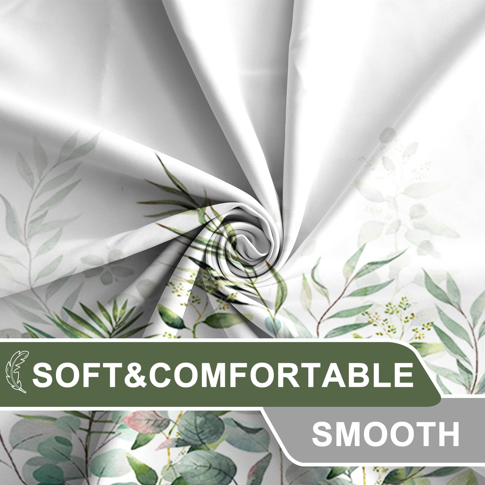 Awert Shower Curtain Plants For Bathroom,Waterproof Quick-Drying Green Leaves Shower Curtain Set With Hooks 72X78 Inch