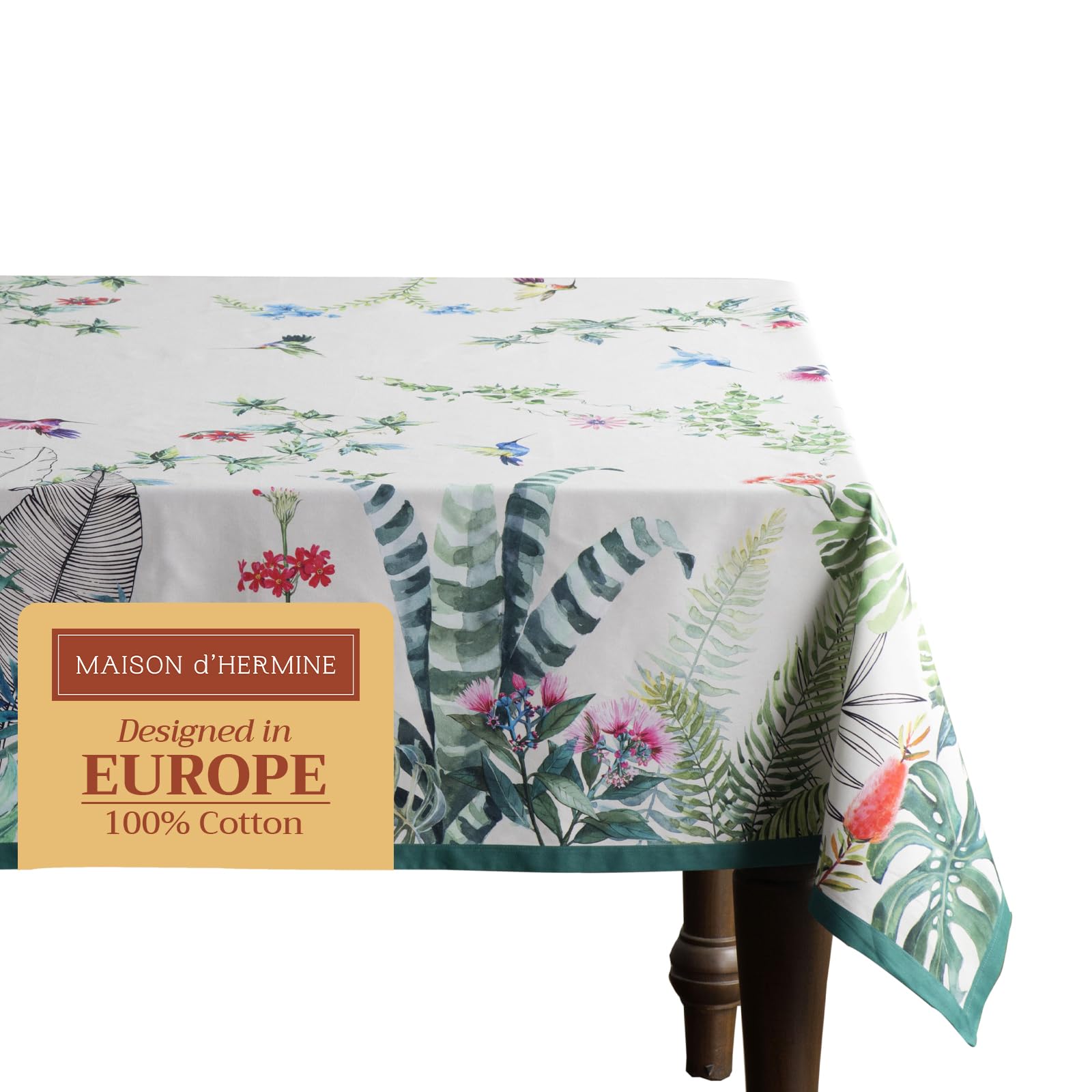 Maison d Hermine Table Cloth Rectangle Table 100% Cotton 60 x 108 Inches Tablecloth Reusable Decorative for Dining Room, Farmho