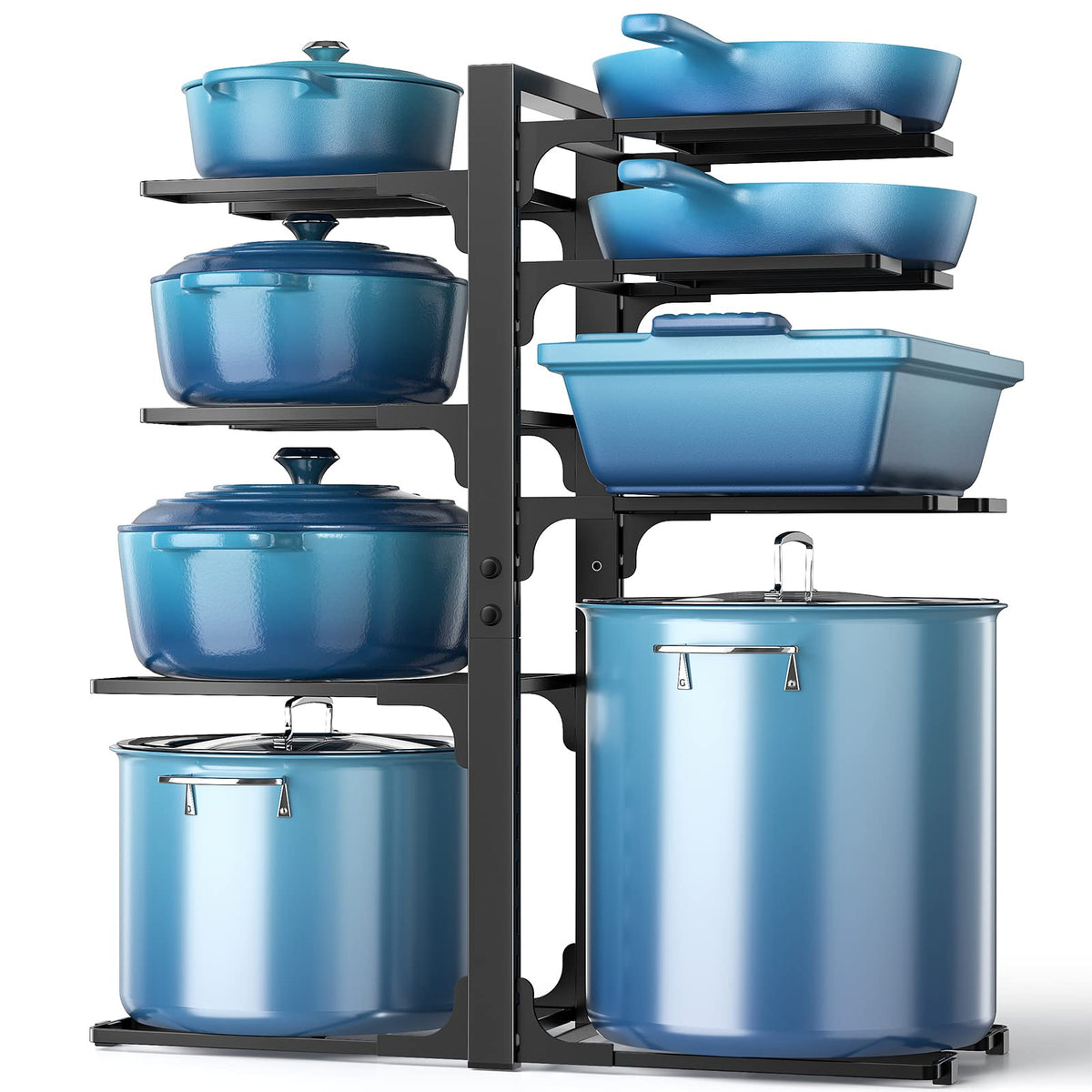 Ordora Pots And Pans Organizer: Under Cabinet, 21'' Height Heavy Duty 120Lbs Pots Pans Organizer Rack For Under Cabinet 8-Tier A