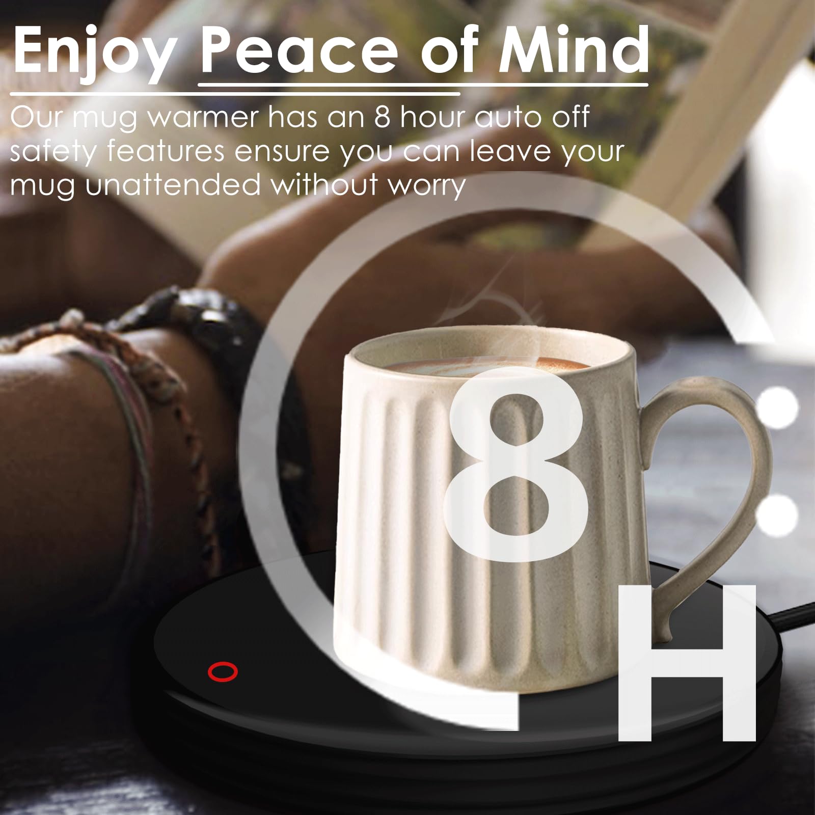 Midgod Mug Warmer for Coffee & Tea, Electric Beverage Coaster, Smart Thermostat, Black, Model C01