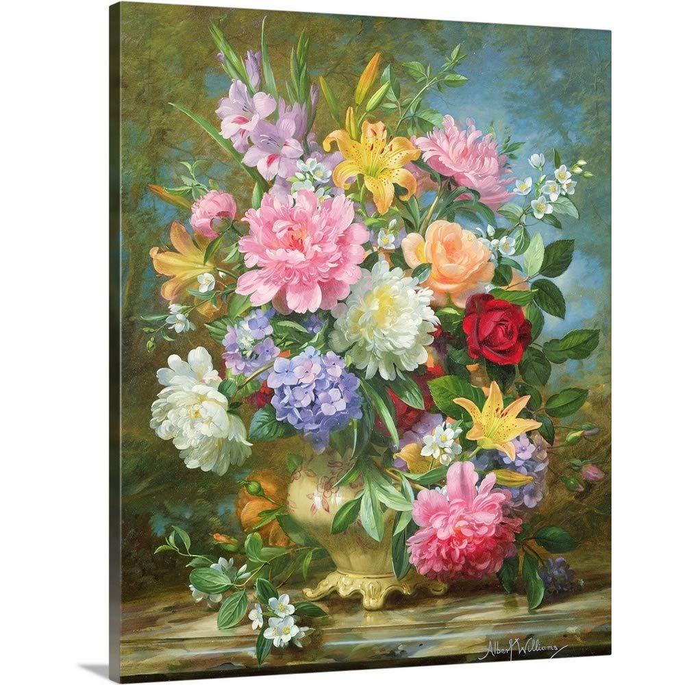 Canvas On Demand Peonies And Mixed Flowers Canvas Wall Art Print By Albert Williams, Classic, Home Decor, Floral Artwork, Flower
