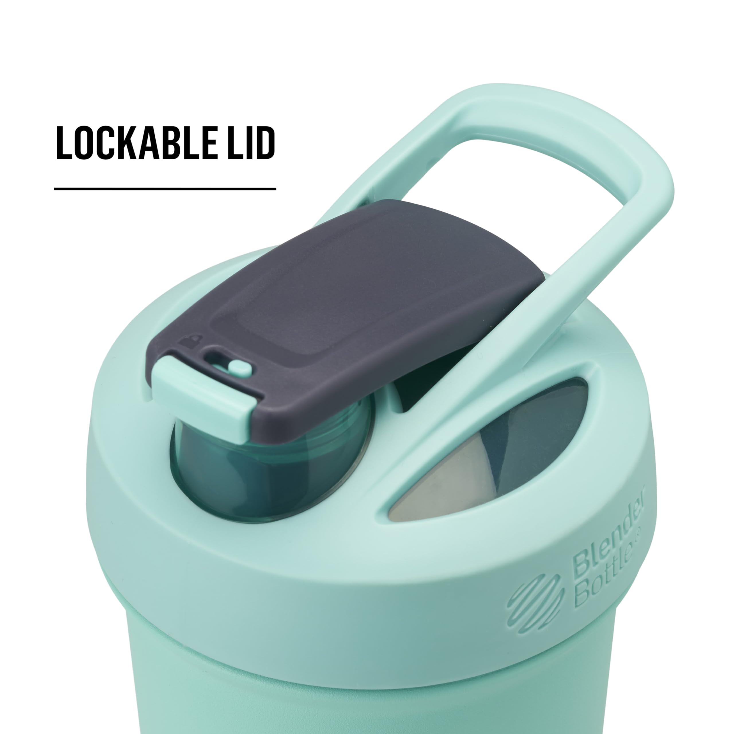 Blenderbottle Strada Sleek Insulated Stainless Steel Water Bottle With Wire Whisk, 25-Ounce, Seafoam