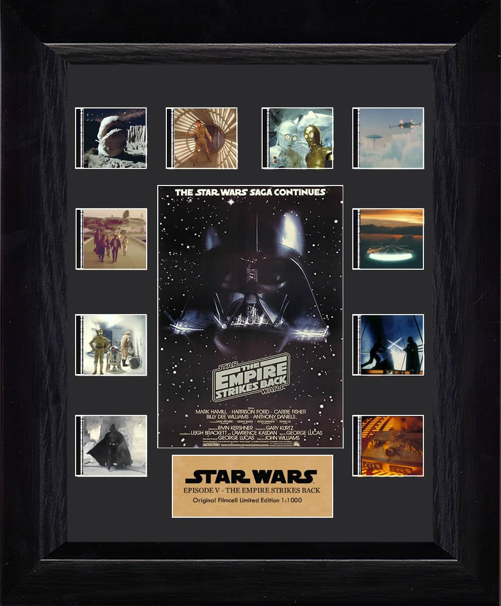 FILMCELLS Star Wars Episode V The Empire Strikes Back 11 x 13 Mini Montage Framed Movie Presentation - Ten (10) 35 mm Film Cells - Limited Edition Officially Licensed Collectible
