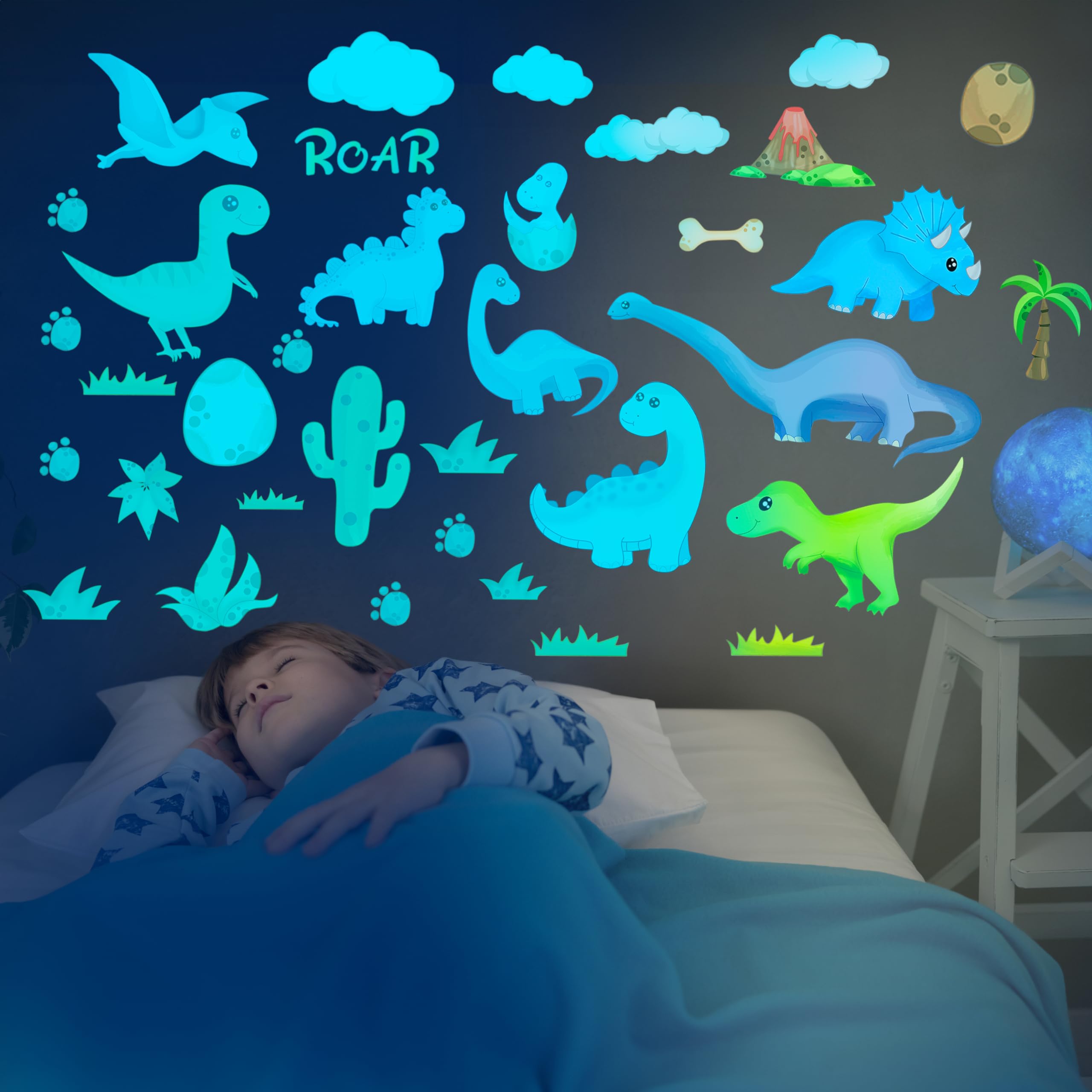 Dinosaur Room Decor Glow in The Dark Dinosaur Wall Decals for Boys Bedroom  Kids Wall Stickers Birthday Christmas Gift for Toddler. Dino Wall Decals for Nursery Room Dinosaur Toys