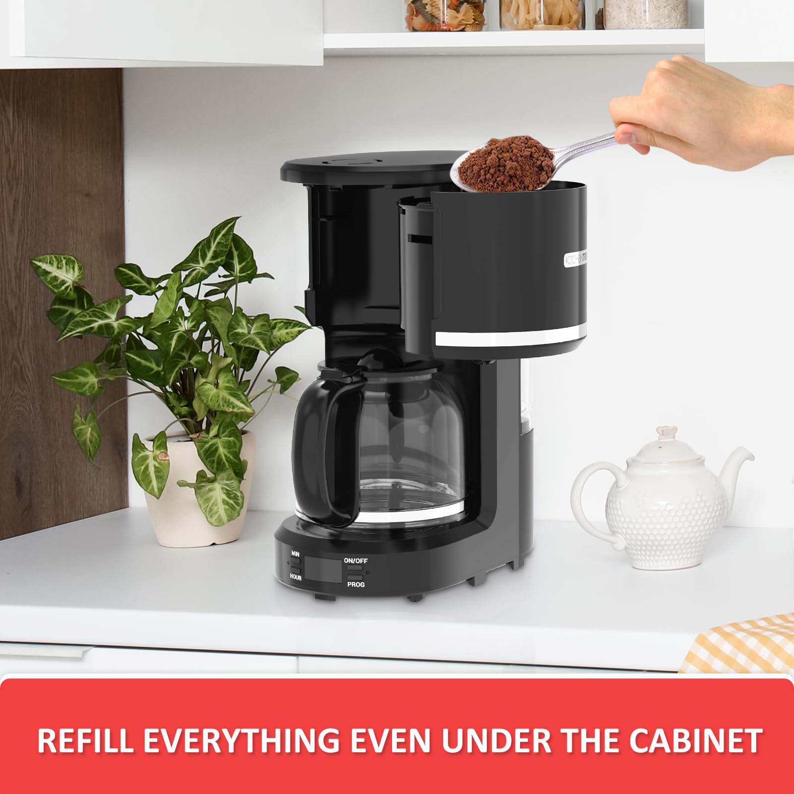 Kitchentrend 12-Cup Coffee Maker With Reusable Filter,Programmable Coffee Machine For Home And Office,Drip Coffee Maker,Removabl