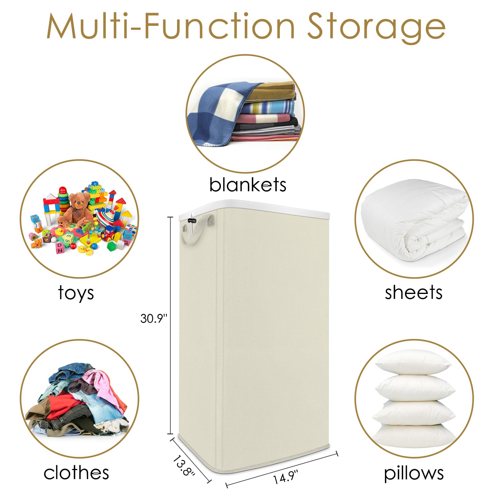 Snigjat Extra Large Laundry Hamper 100 L, Tall Laundry Basket With Sturdy Handles, Dirty Clothes Basket For Bedroom, Large Baske