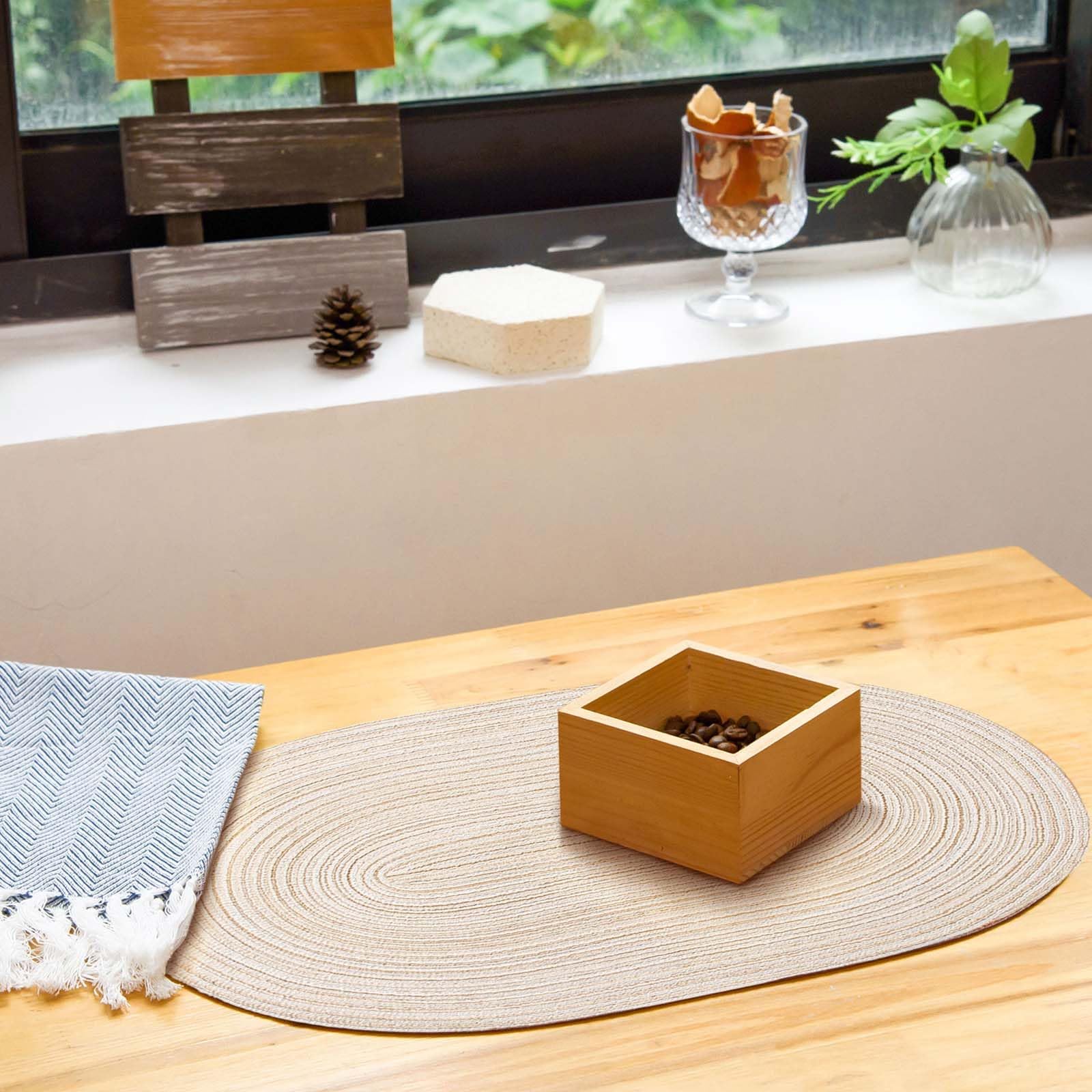 Noctiflorous Oval Braided Placemats 12X18 Inch Table Mats Set Of 6 For Dining Tables Natural Woven Heat Resistant Place Mats (Ov