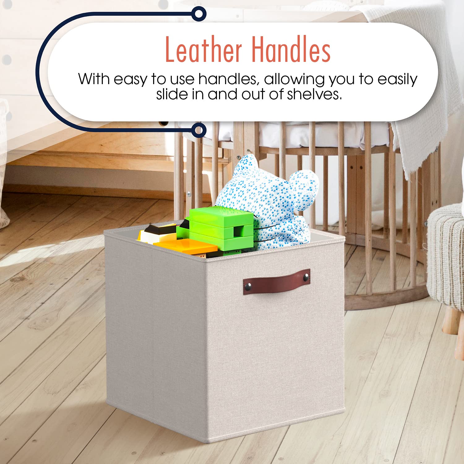 Ornavo Home 13 X 15 X 13 Kallax Storage Cube Bins, Foldable Collapsible Fabric Storage Bins Box Linen Shelf Basket Cube Organize