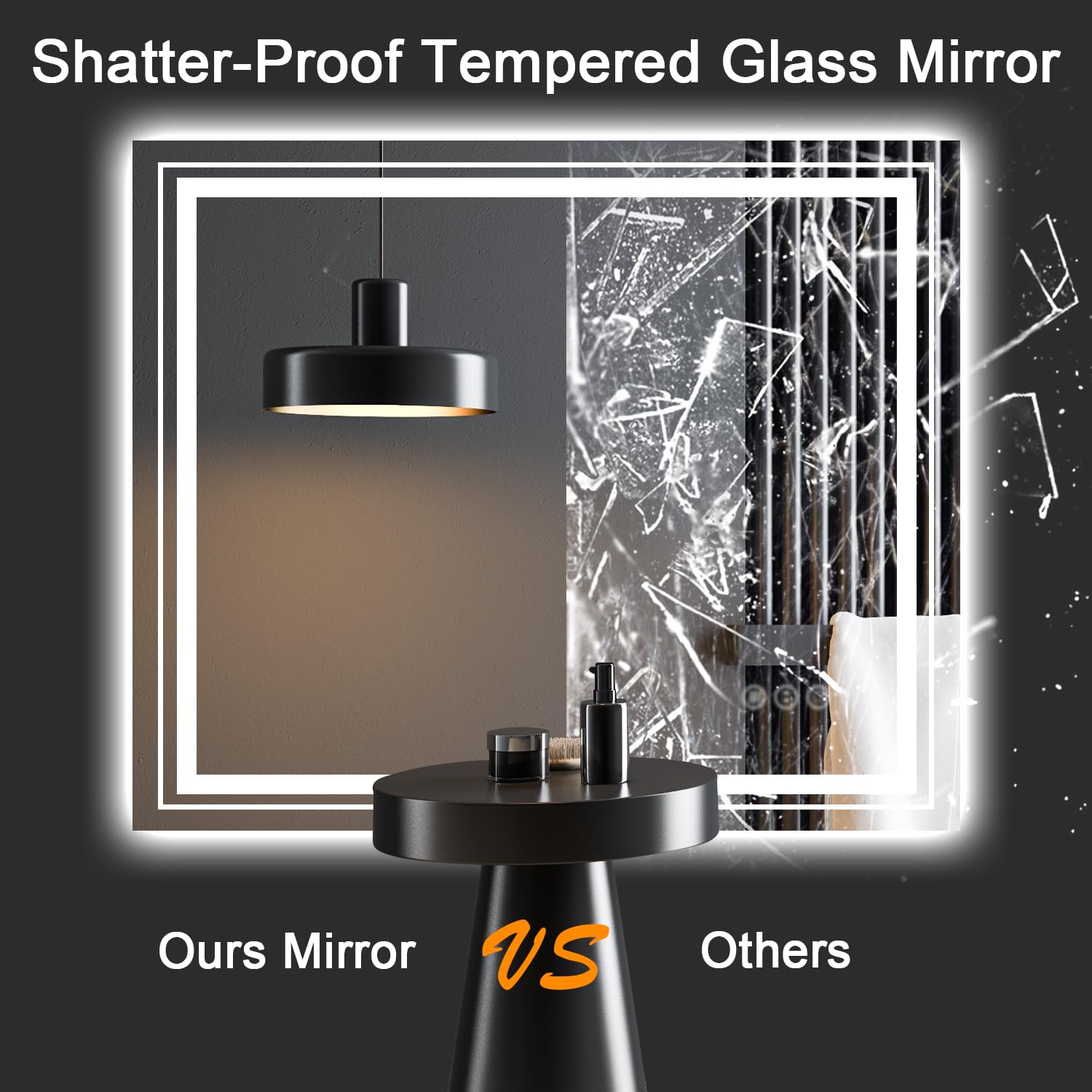 Snowdool 55X36 Front And Backlit Mirror Bathroom Led Mirror, Anti-Fog Bathroom Mirror With Lights, Stepless Dimmable, 3 Colors L