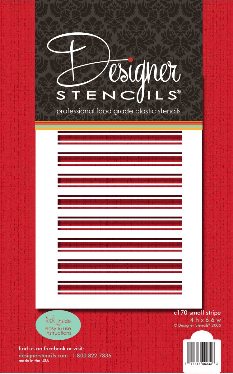Designer Stencils Small Stripe Cake Stencil, Beige/Semi-Transparent