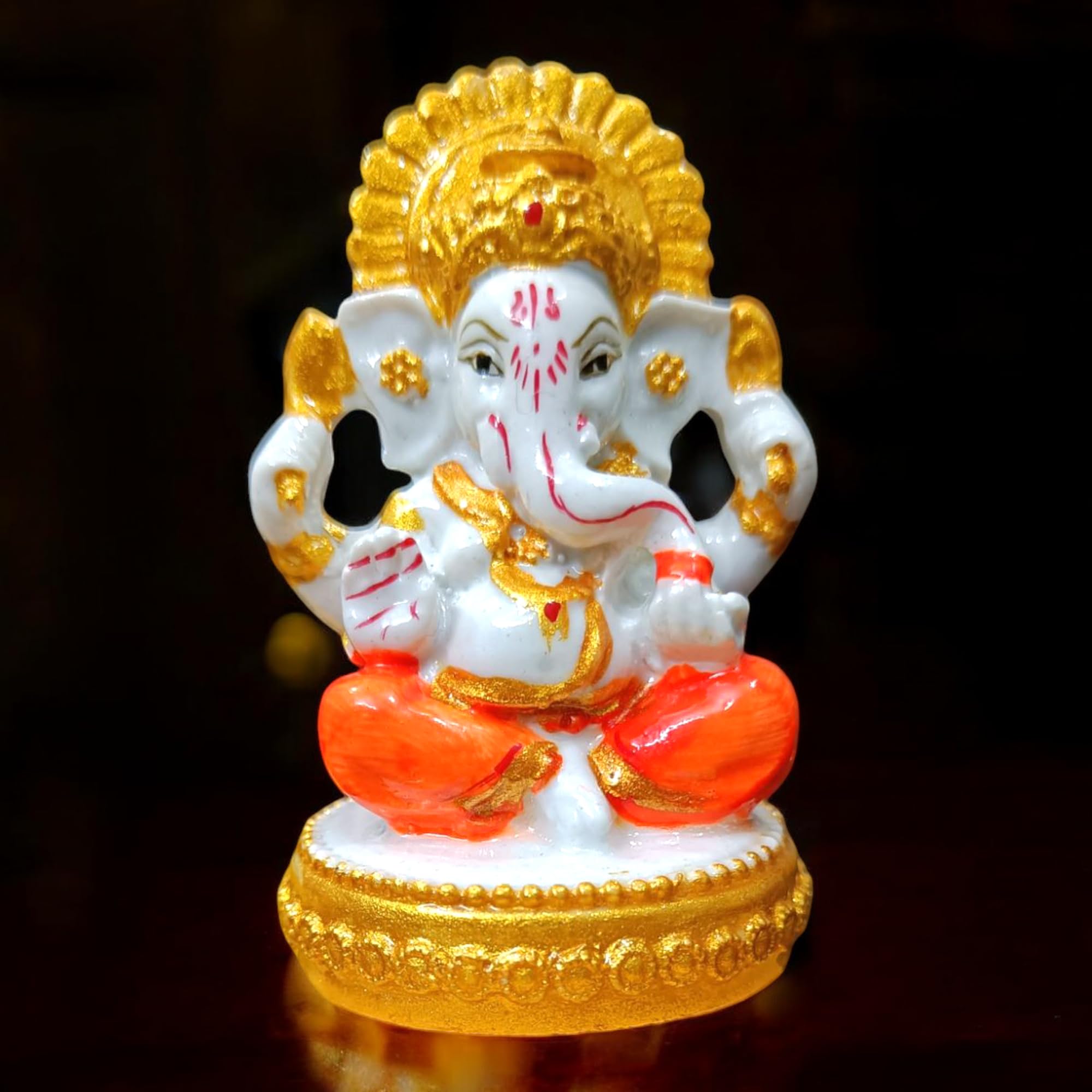Avg Artistry -Ganesh Ji Idol - Resin/Marble Statue For Ganesh Chaturthi Celebrations And Home Decor