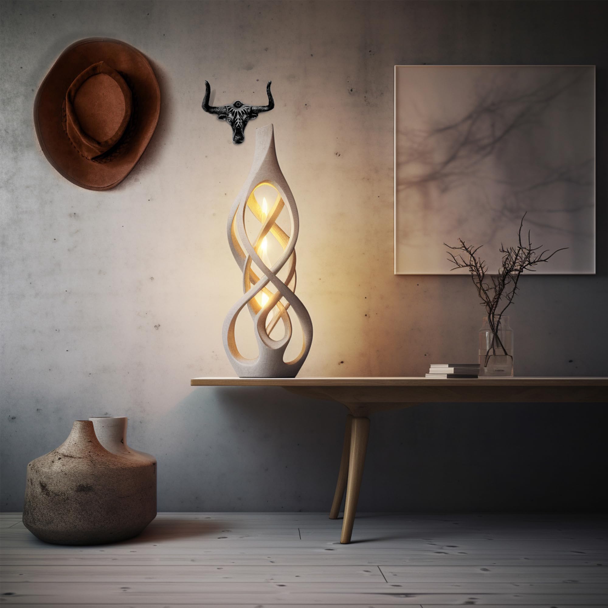 Zuhsan Cowboy Hat Hanger For Wall, Unique And Modern Metal Cowboy Hat Rack Cast Iron Cowgirl Hat Hanger Western Longhorn Hook Fo