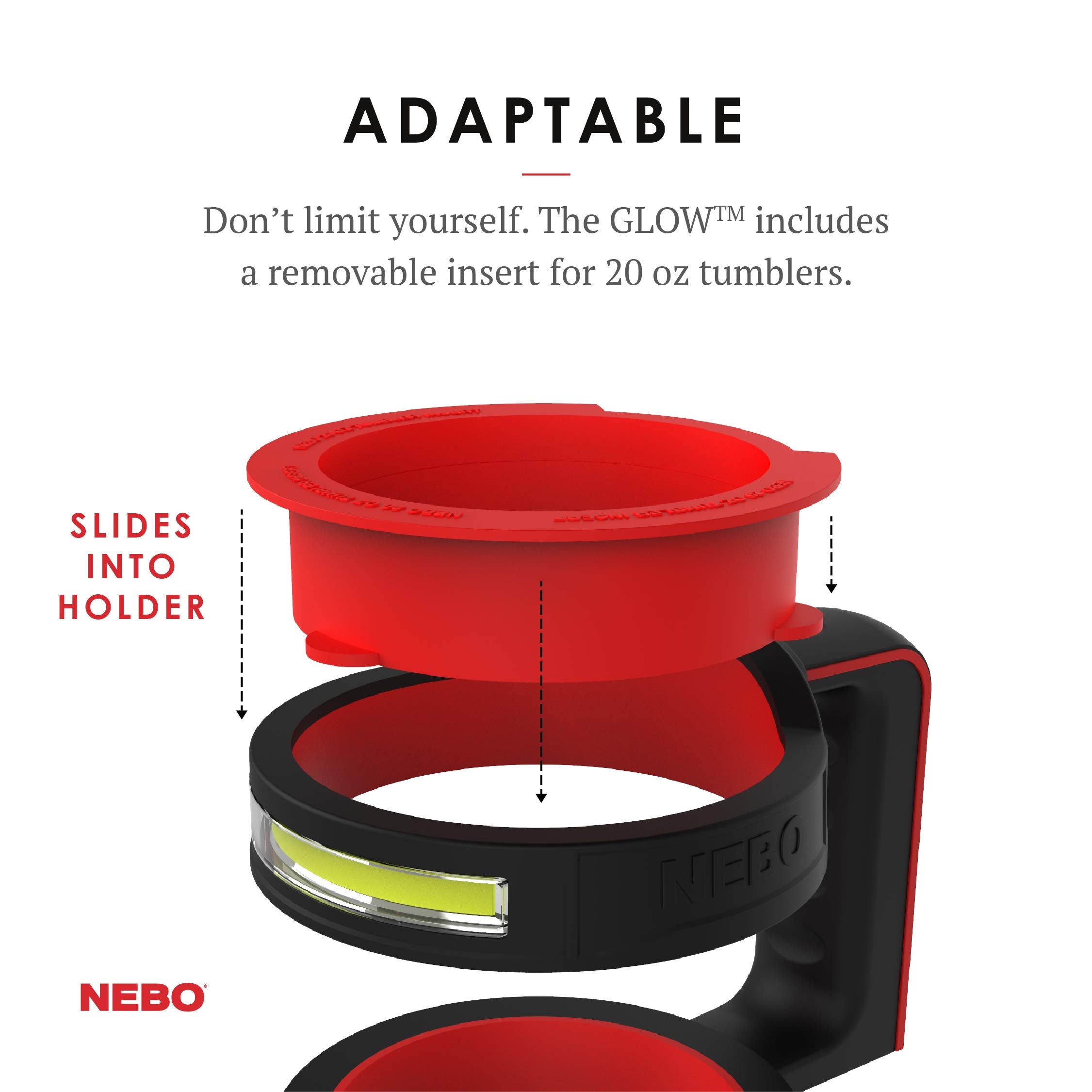 NEBO Stainless Steel 6668 GLOW - Light + Handle for your 30oz tumbler - YETI Rambler  Ozark Trail and more Black  1 Count (Pack of 1)