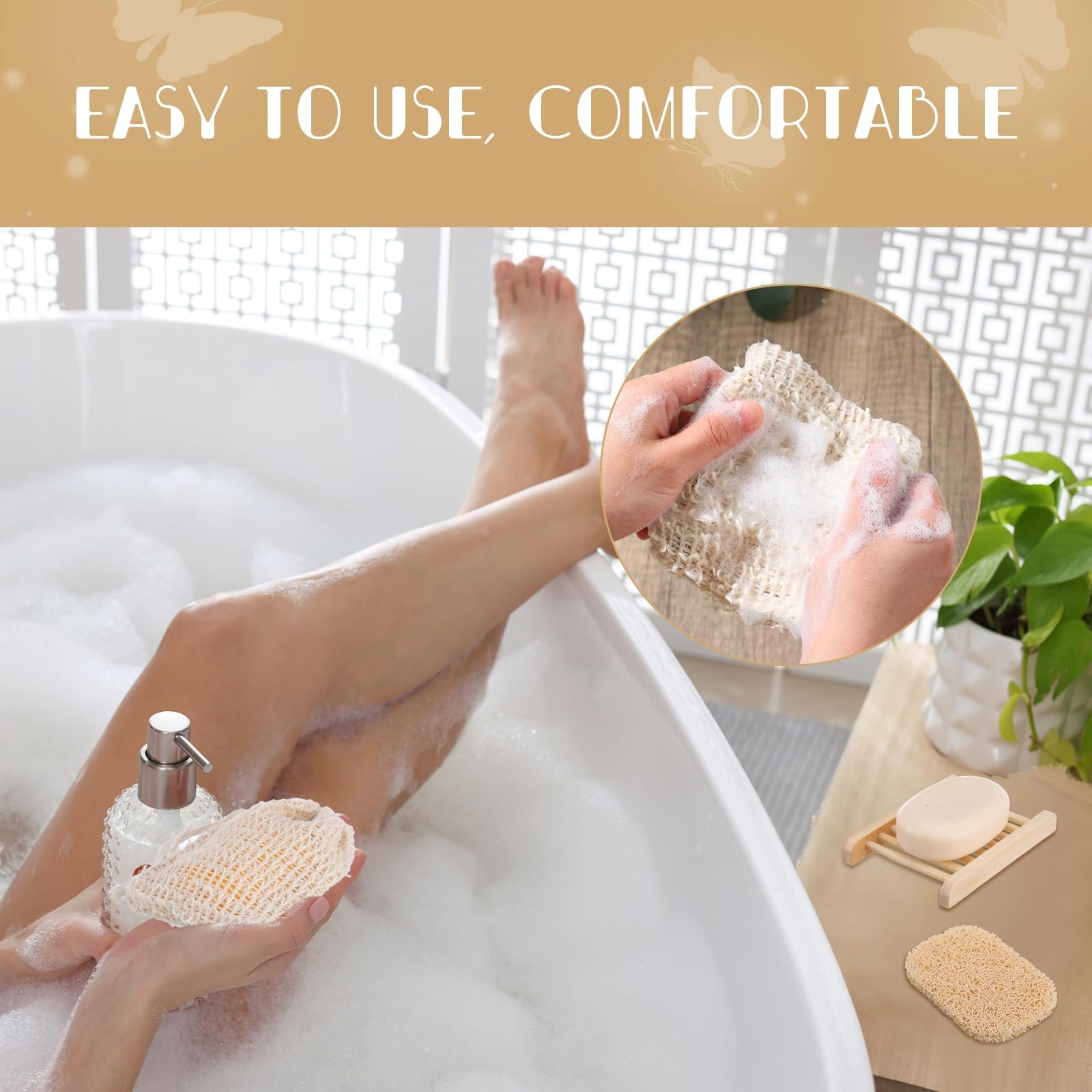 90 Pcs Soap Saver Set Including Wooden Soap Dish, Soap Exfoliating Bag, Soap Saver Pads Bulk With Self Drain, Bar Soap Holder Me