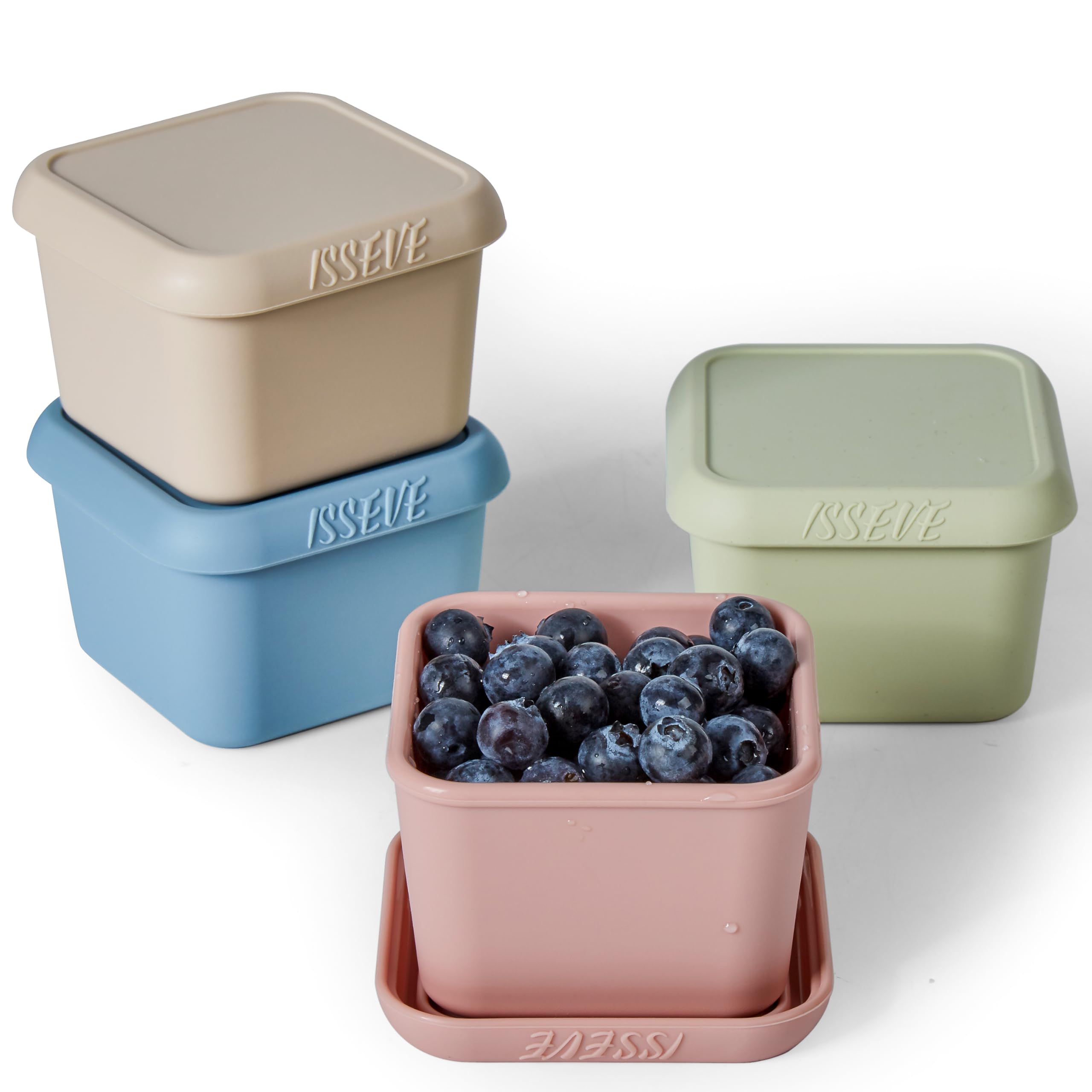 Isseve 4Pack 6Oz Silicone Snack Containers For Kids, Reusable Small Containers With Lids, Leak Proof Food Storage Containers, Ch
