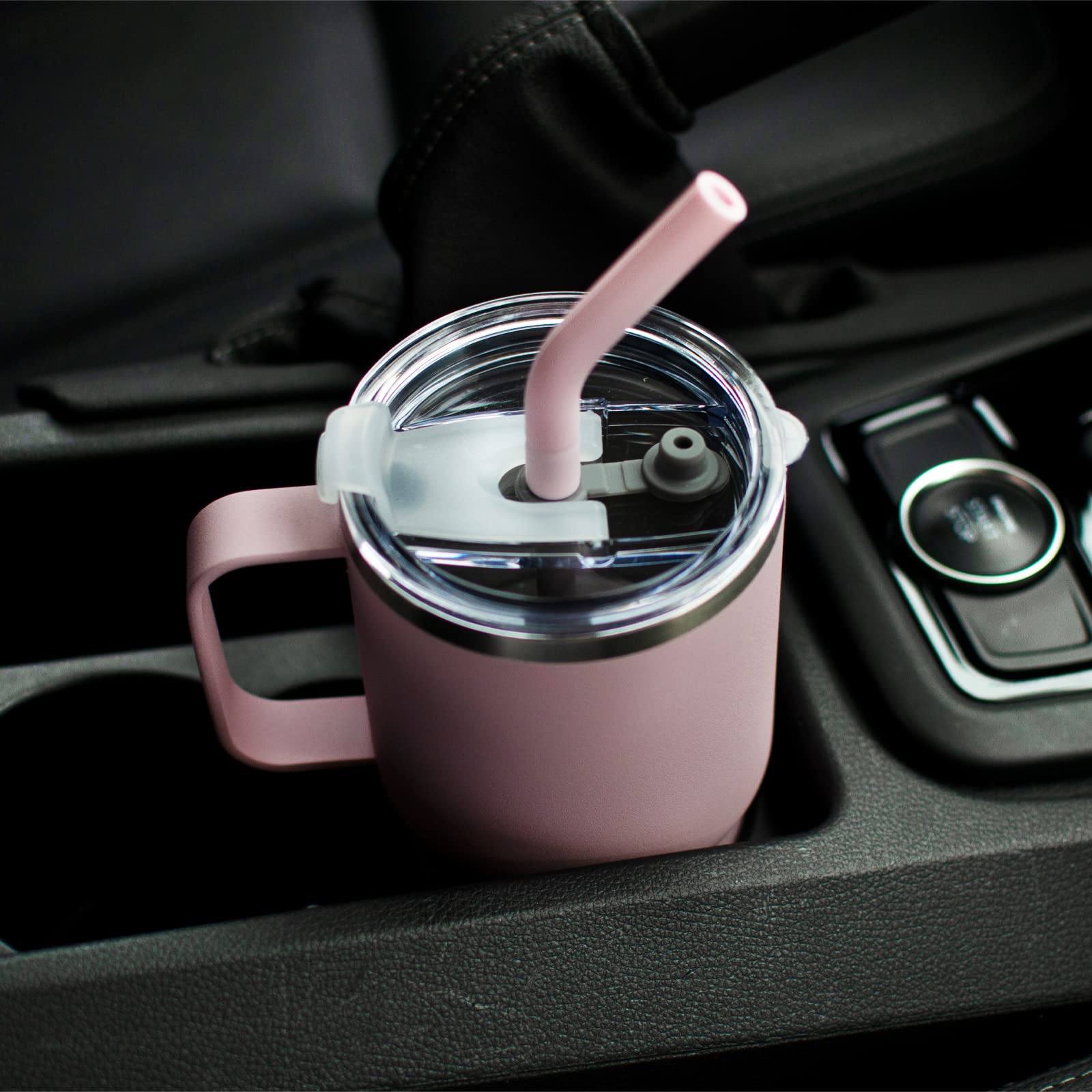 Sursip 24 Oz Insulated Cup With Handle, Double Wall Vacuum Stainless Steel Tumbler With Straw And 2 Lids, For Cold/Hot Drinks, C