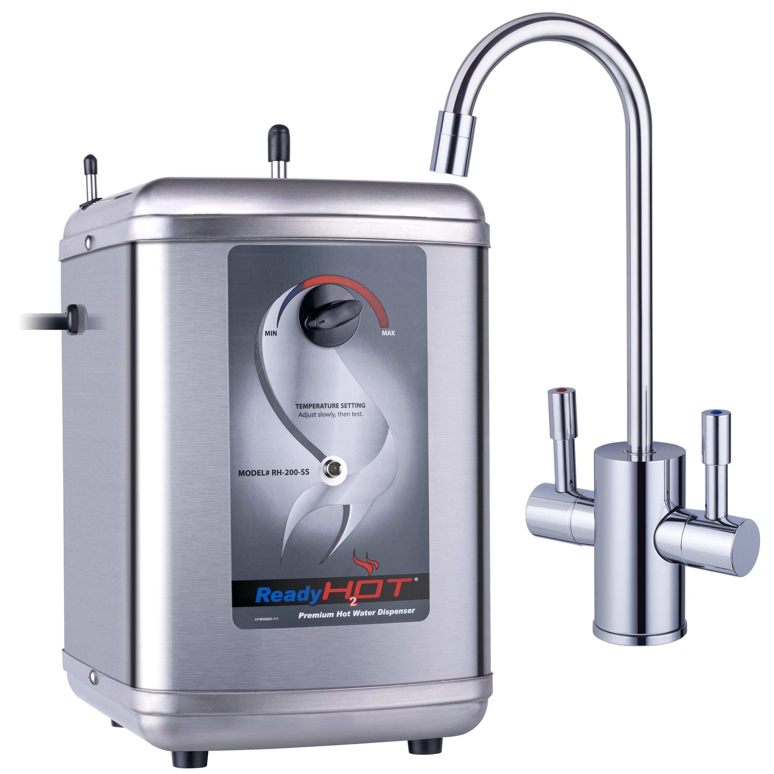 Ready Hot 41RH200F560CH Instant Hot Water Dispenser System, 2.5 Quarts Manual Dial Dual Lever Hot and Cold Water Faucet, Pol