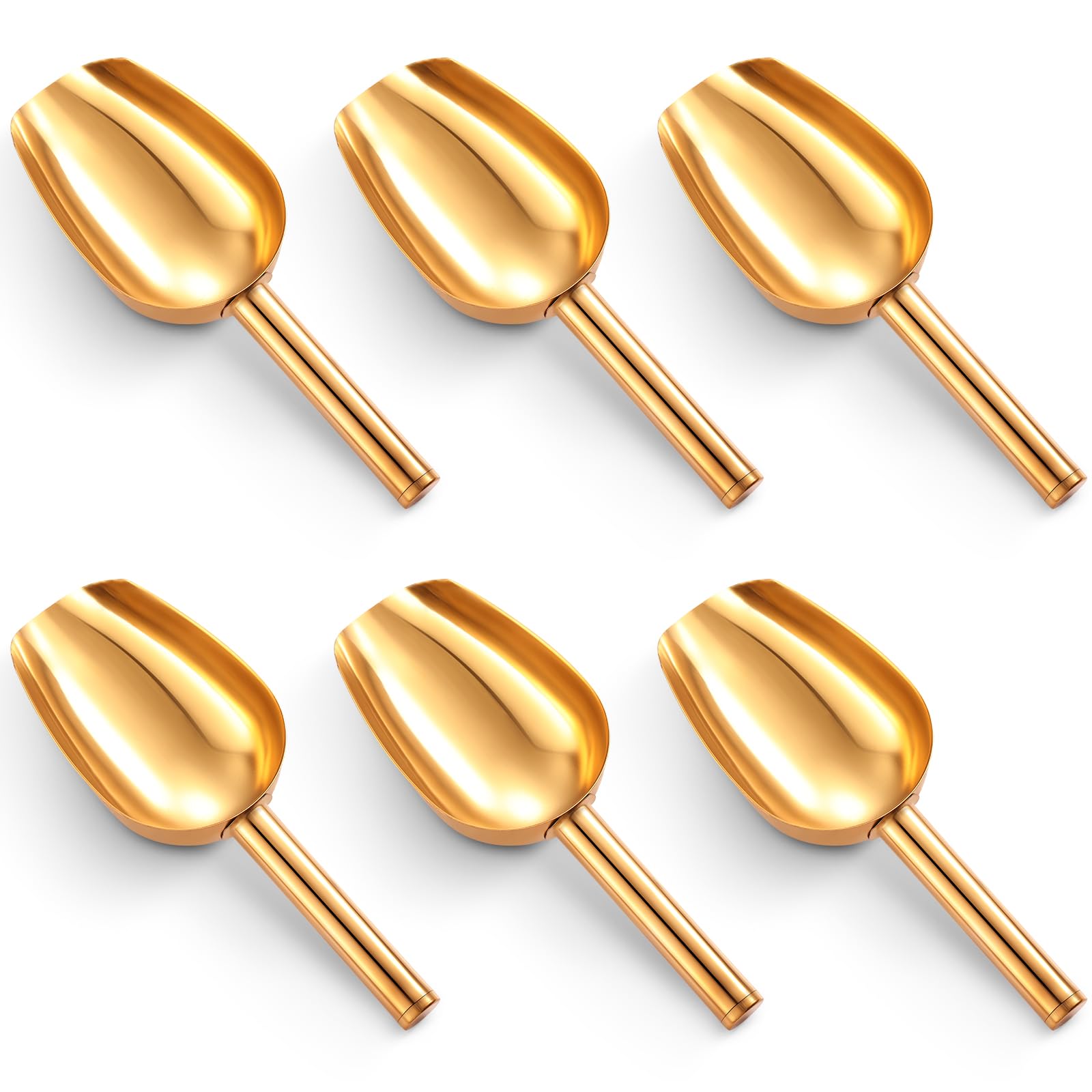 Roshtia 6 Pcs Gold Ice Scoops Stainless Steel Mini Scoop Candy Scoops for Kitchen Dispenser Buffet Jars, Scooping Coffee Bean, S