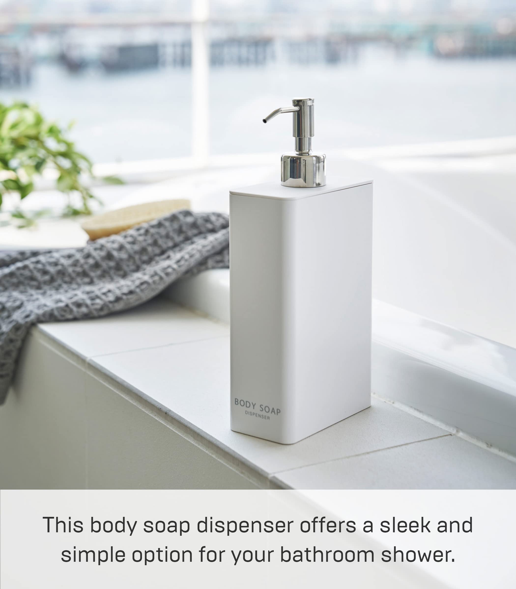 Yamazaki Tower Body Soap Dispenser White Rectangular