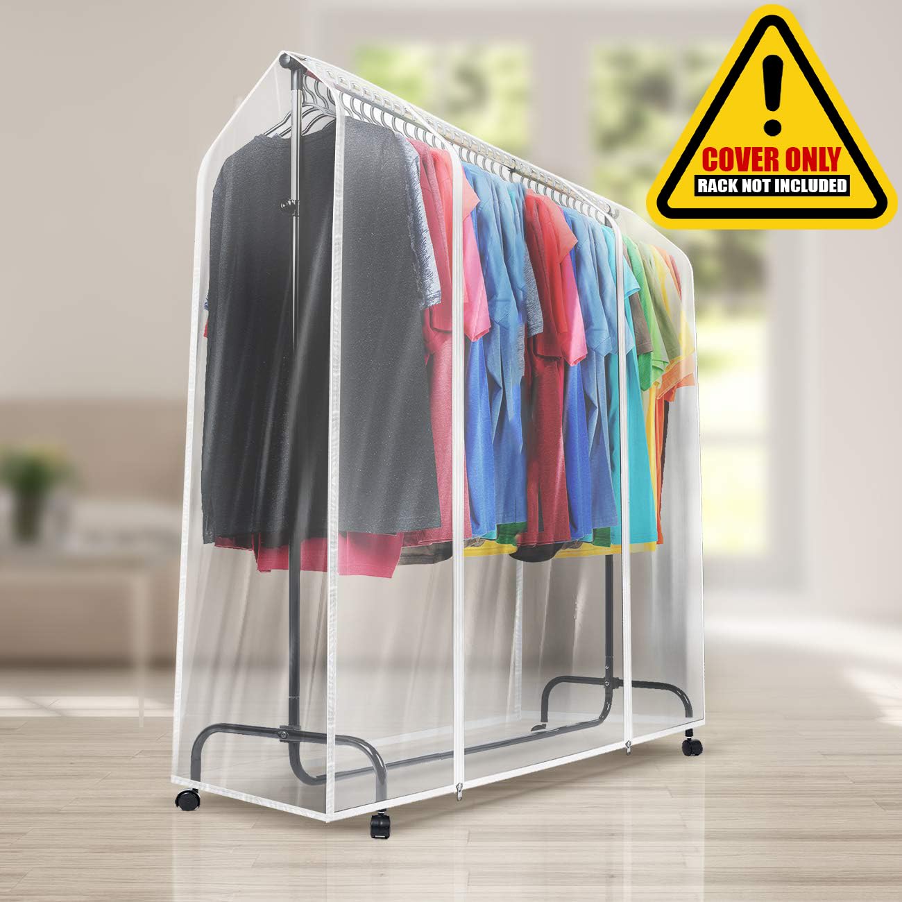 Sorbus Cover For Garment Rack - 6 Ft Transparent Clothes Rack Cover, Garment Coat Hanger Protector Dustproof Waterproof Clothing
