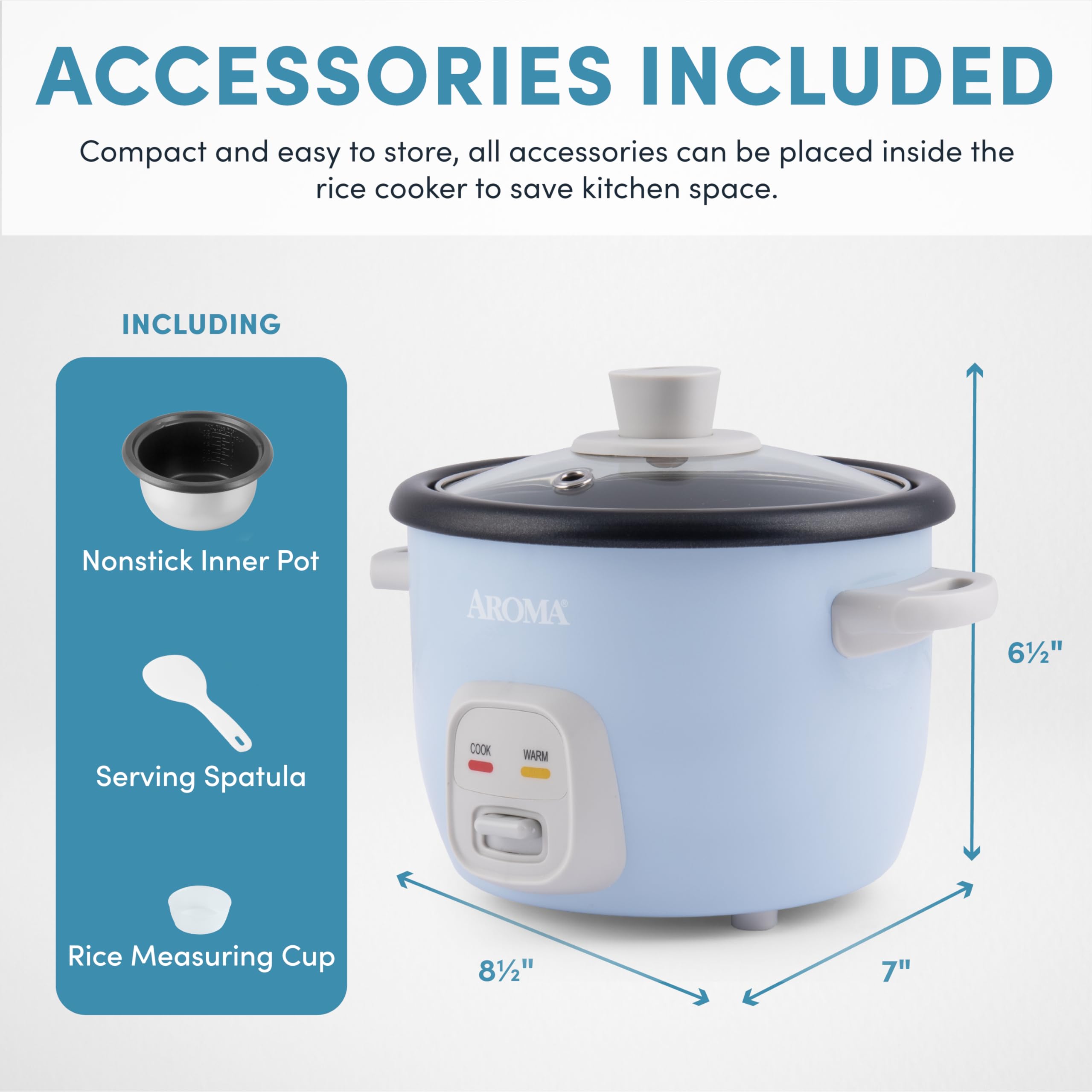 Aroma Housewares 4-Cups (Cooked) / 1Qt. Rice & Grain Cooker (Arc-302Ngbl), Blue
