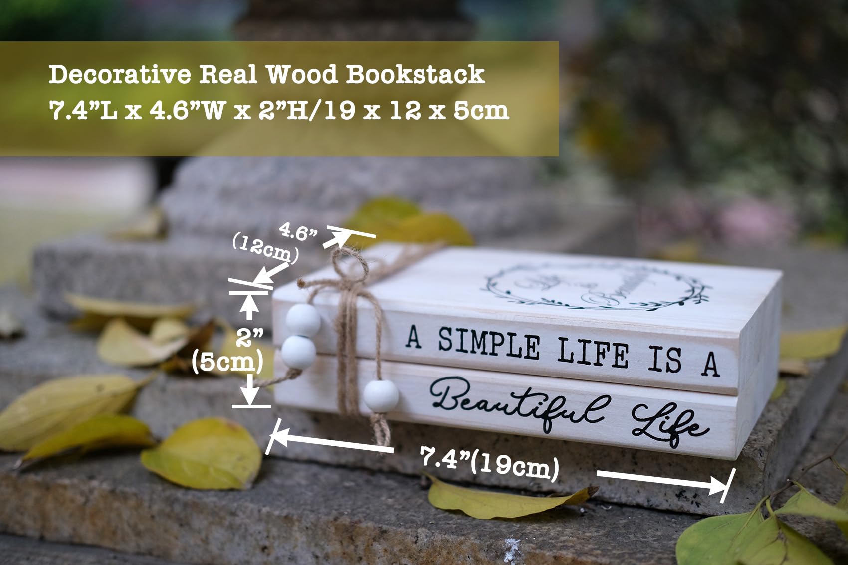 LIVDUCOT Decorative Books for Home, White Faux Books for Decoration, Rustic Farmhouse Display Wood Book Stack Coffee Table Decor